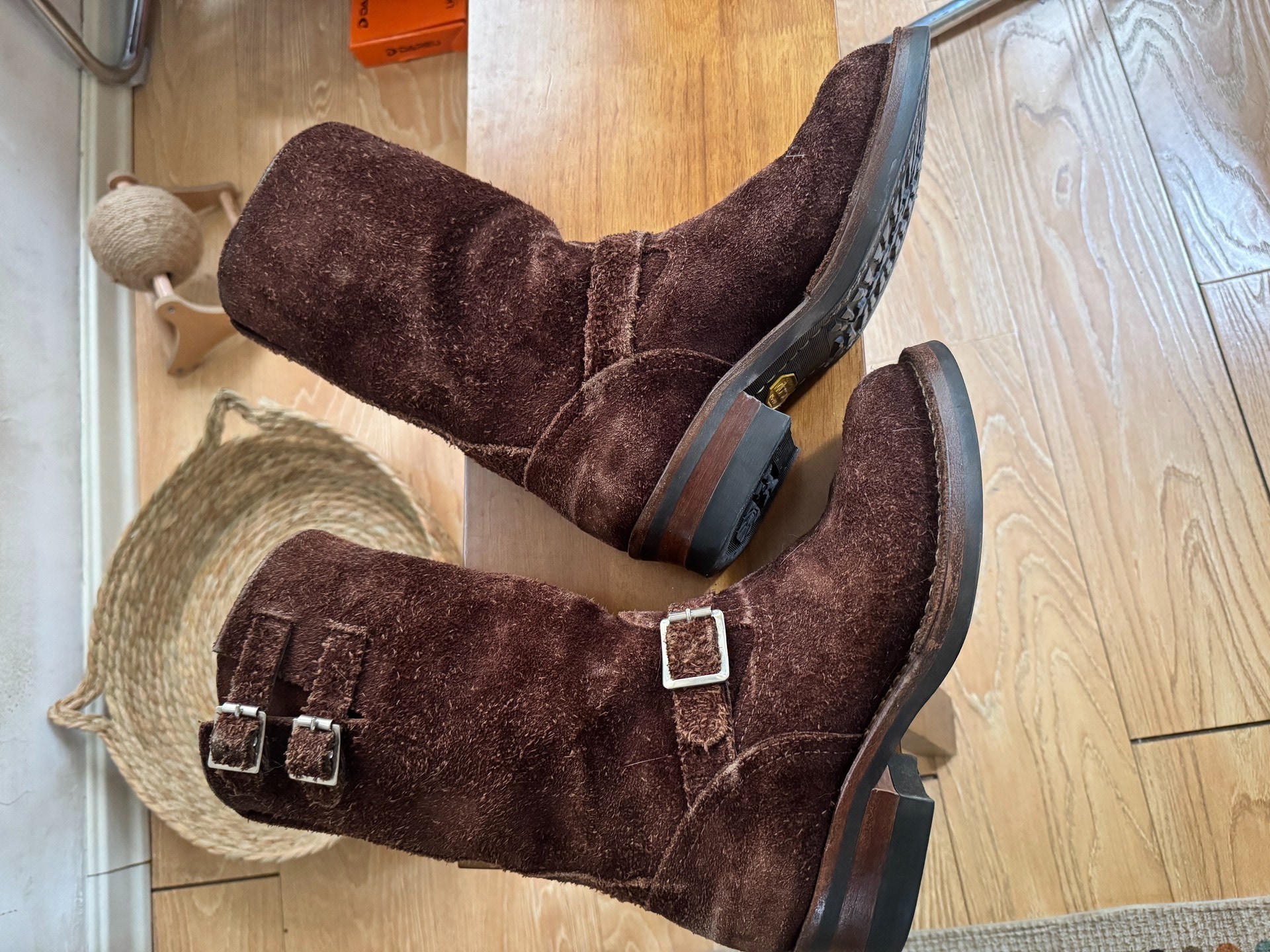Wesco Boss Brown Suede Engineer Boots — detail