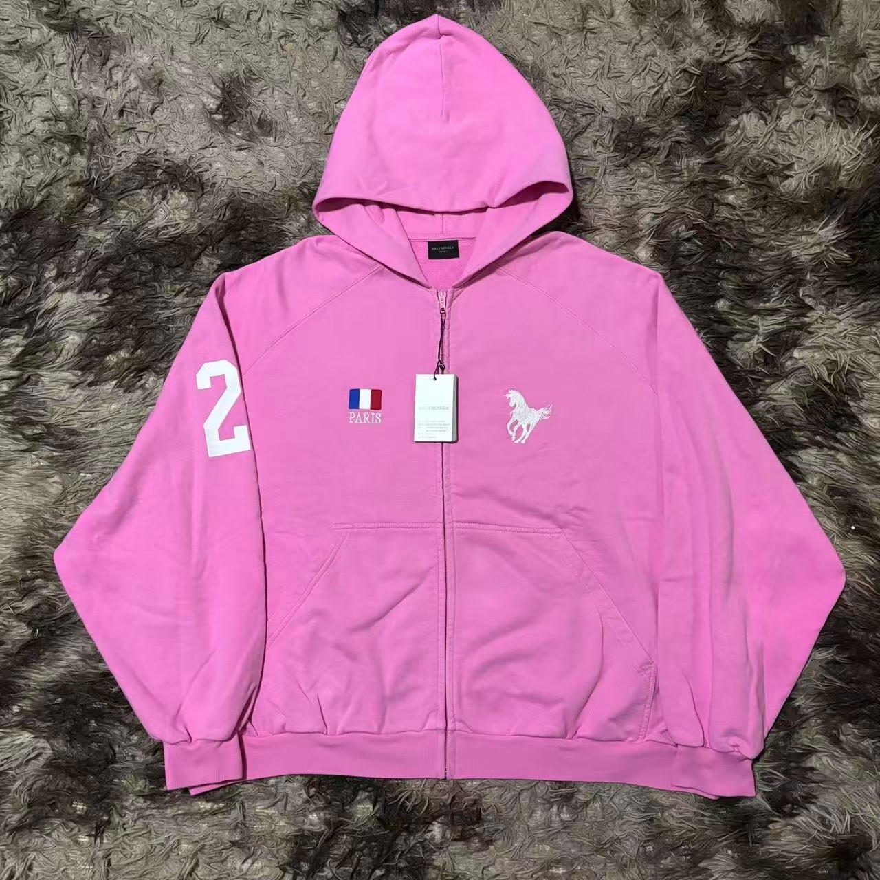 Balenciaga Pink Zip-Up Hoodie