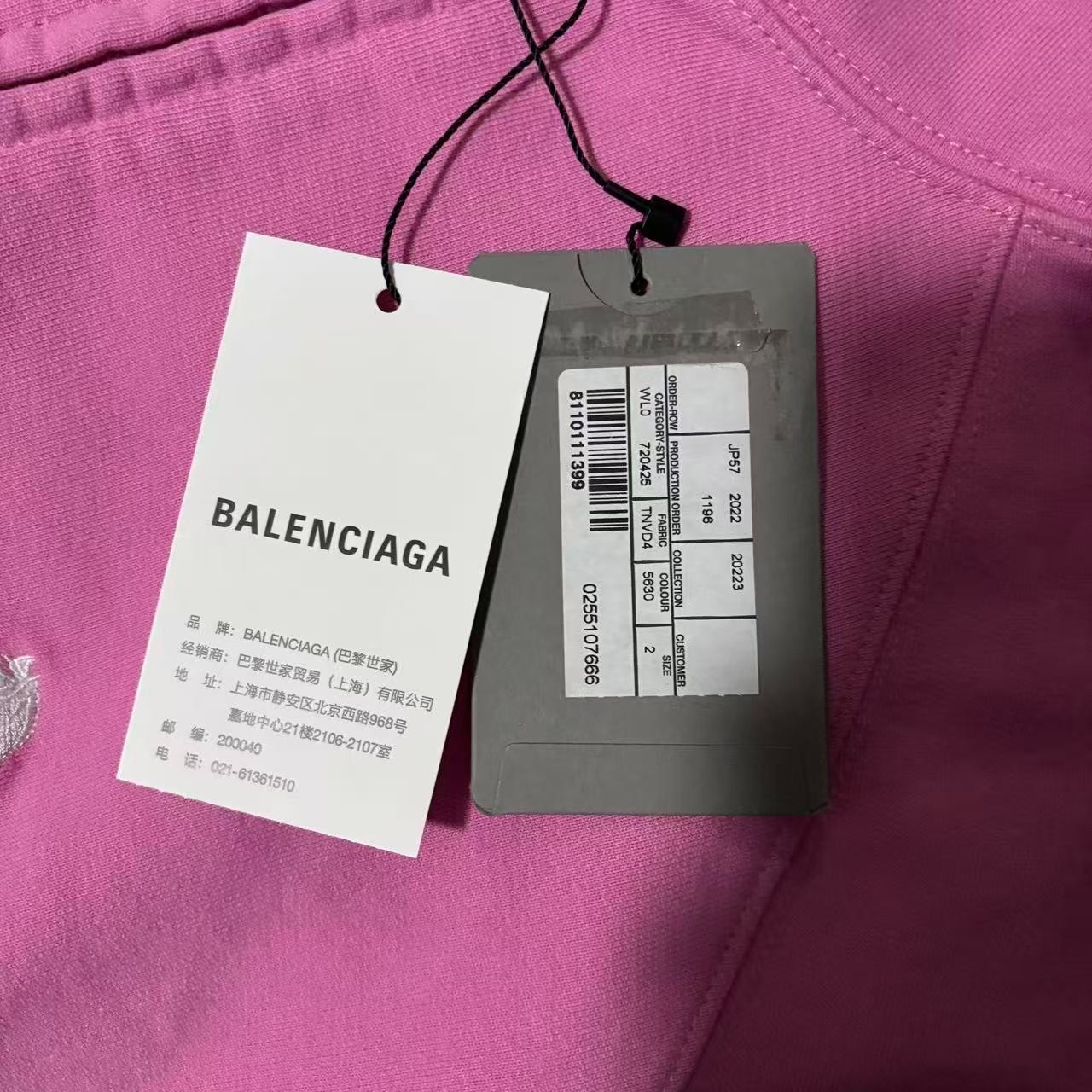 Balenciaga Pink Zip-Up Hoodie — detail