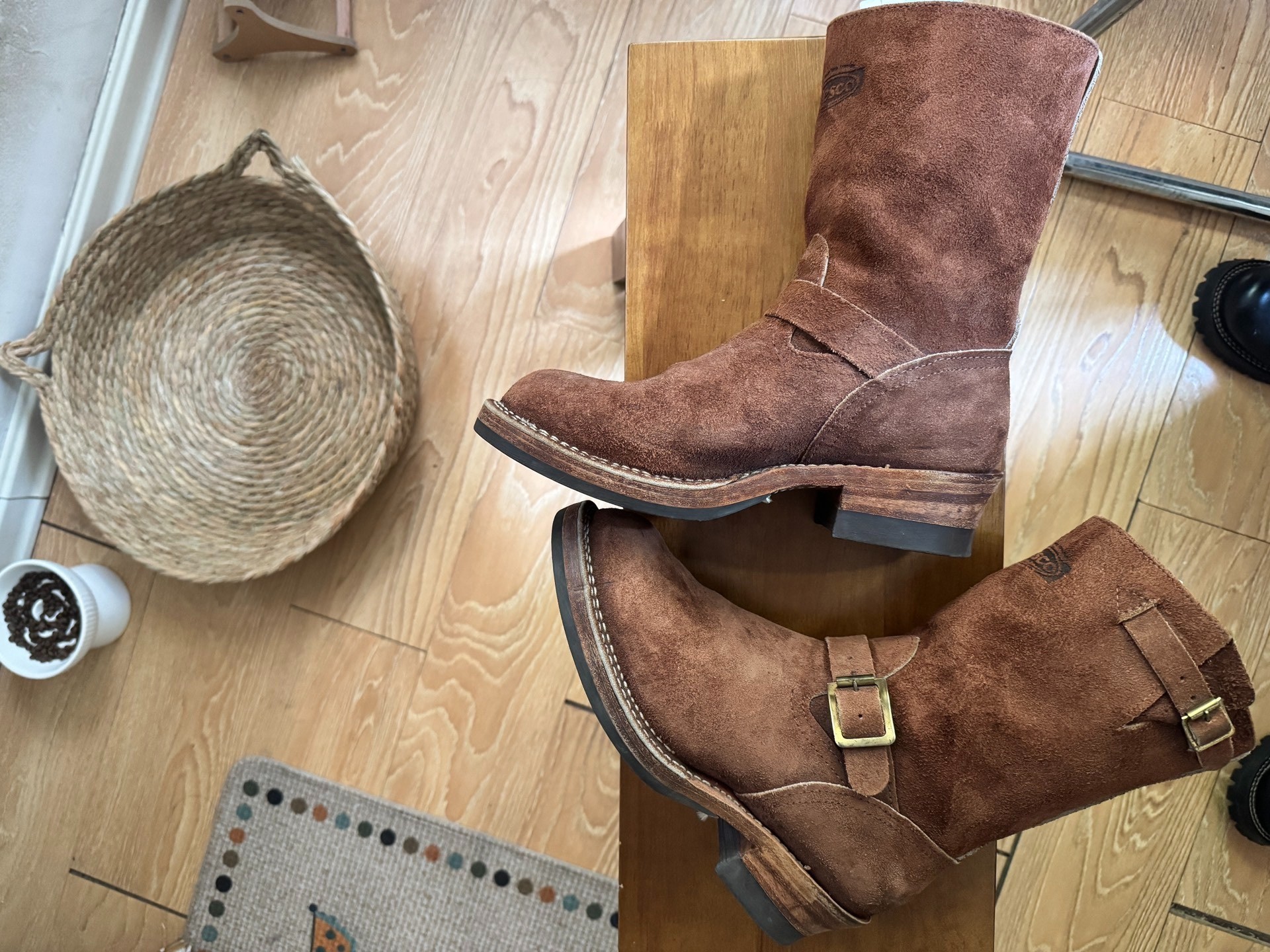 Wesco Boss Vintage Brown Suede Work Boots — detail