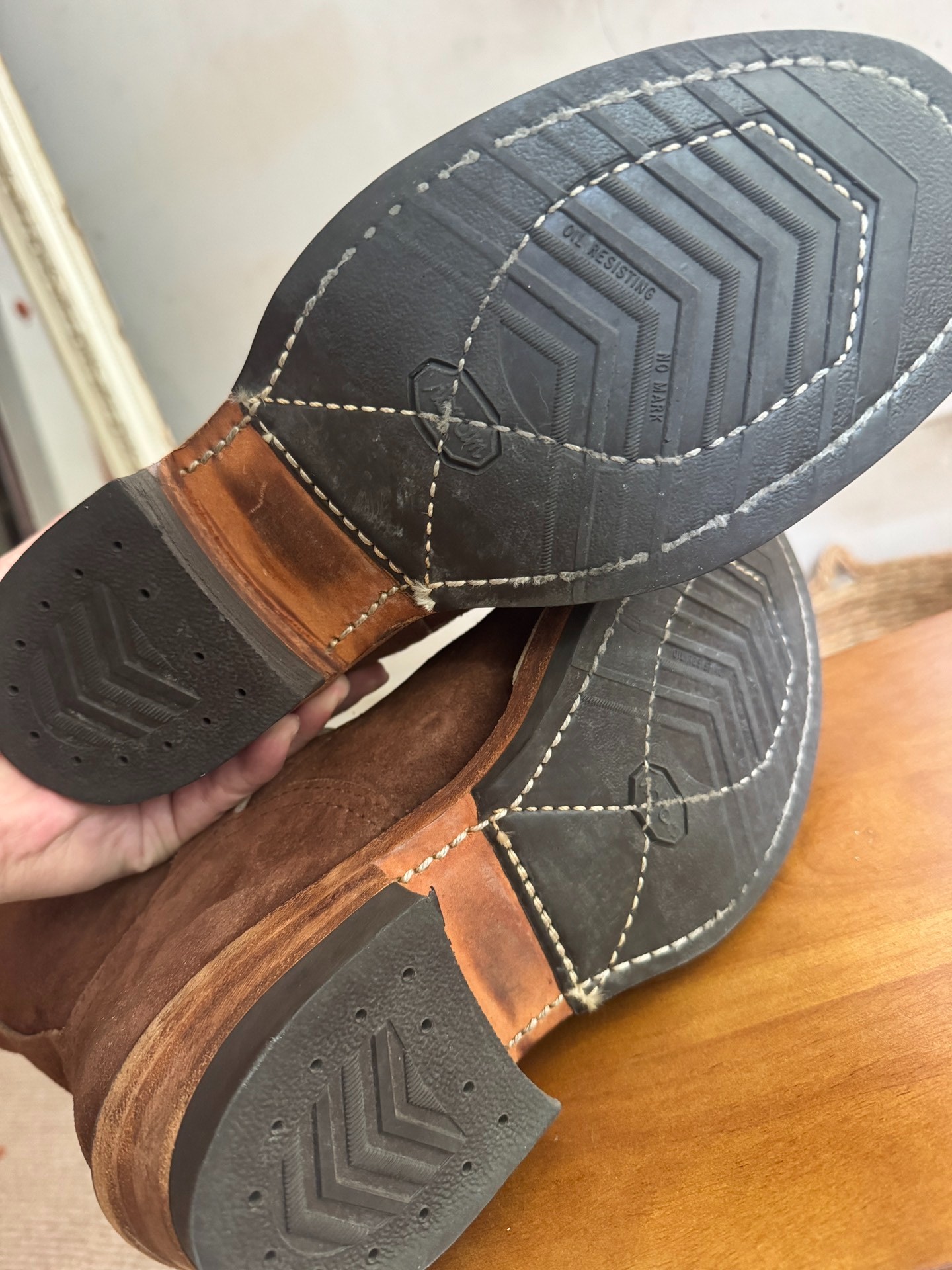 Wesco Boss Vintage Brown Suede Work Boots — back