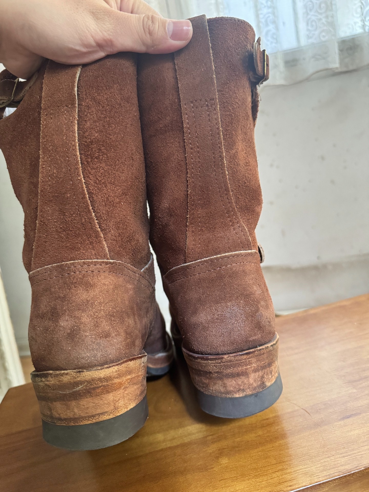 Wesco Boss Vintage Brown Suede Work Boots — label
