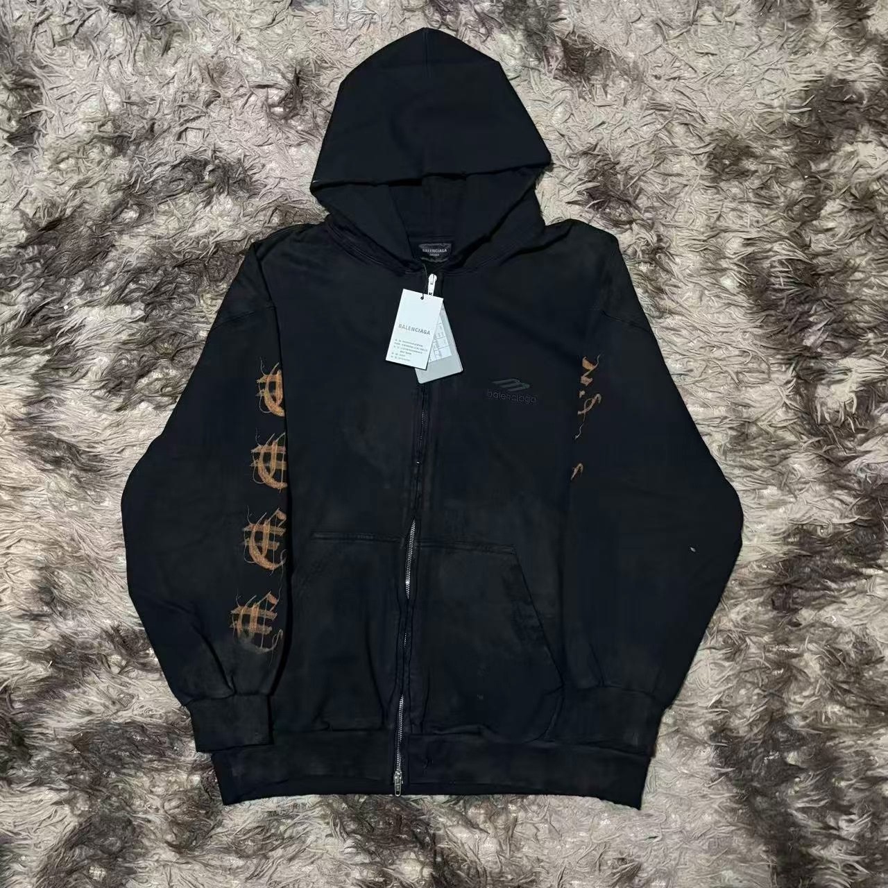 Balenciaga Black Zip-Up Hoodie