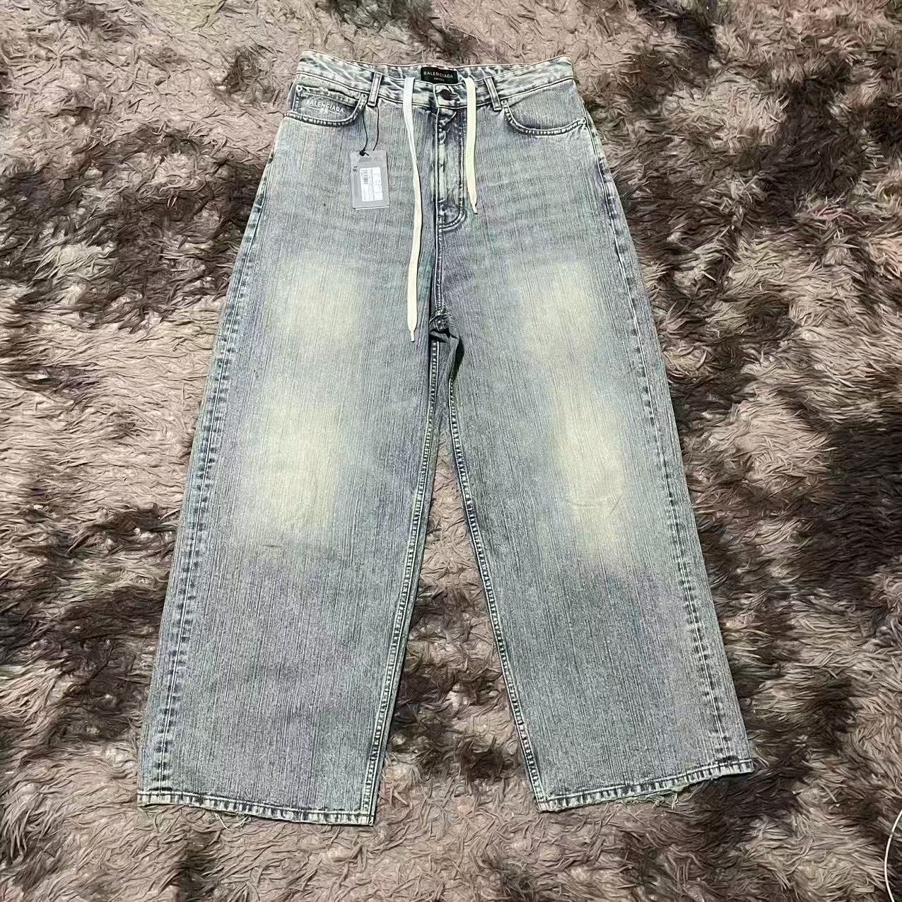 Balenciaga Distressed Wide-Leg Denim Jeans