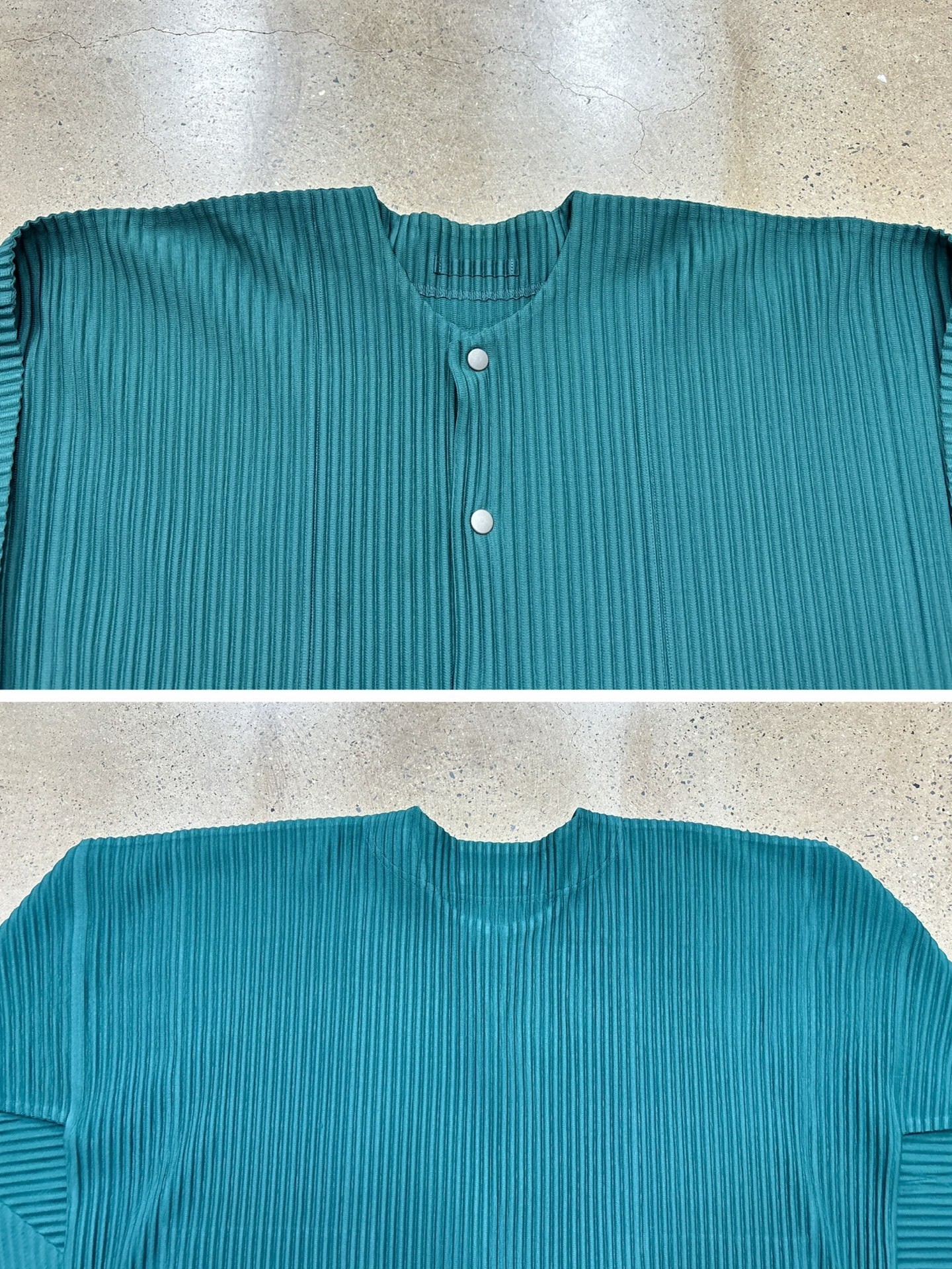 Issey Miyake Pleated Button Cardigan — label
