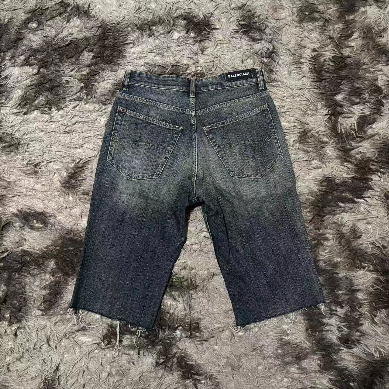 Balenciaga Mud-Wash Denim Shorts — front