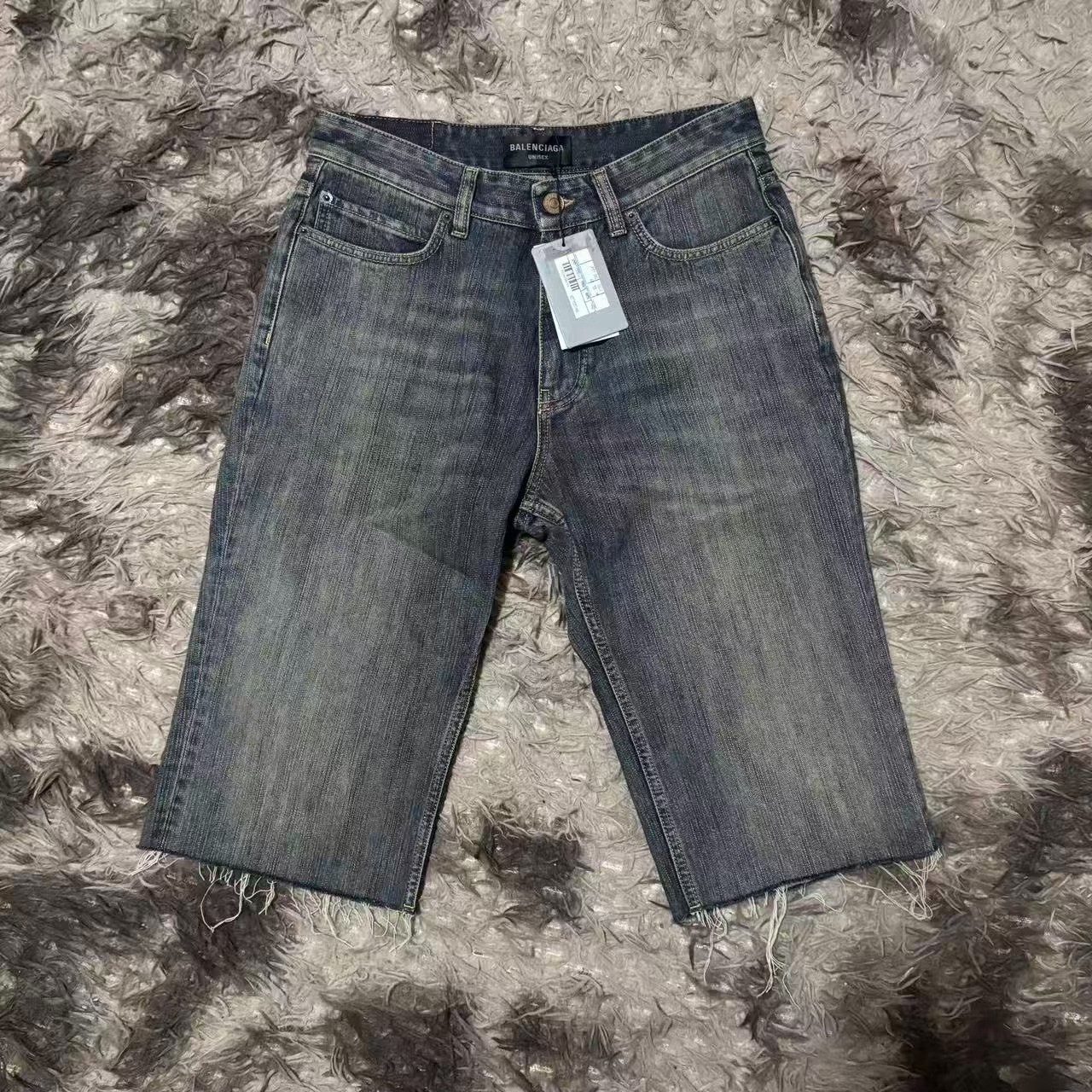Balenciaga Mud-Wash Denim Shorts