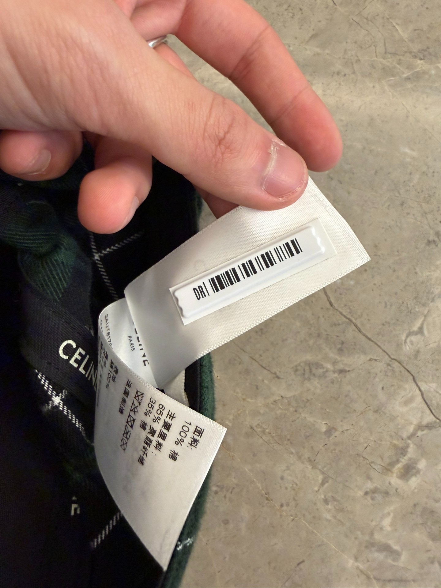 Celine Hedi Slimane Green Plaid Logo Cap — label