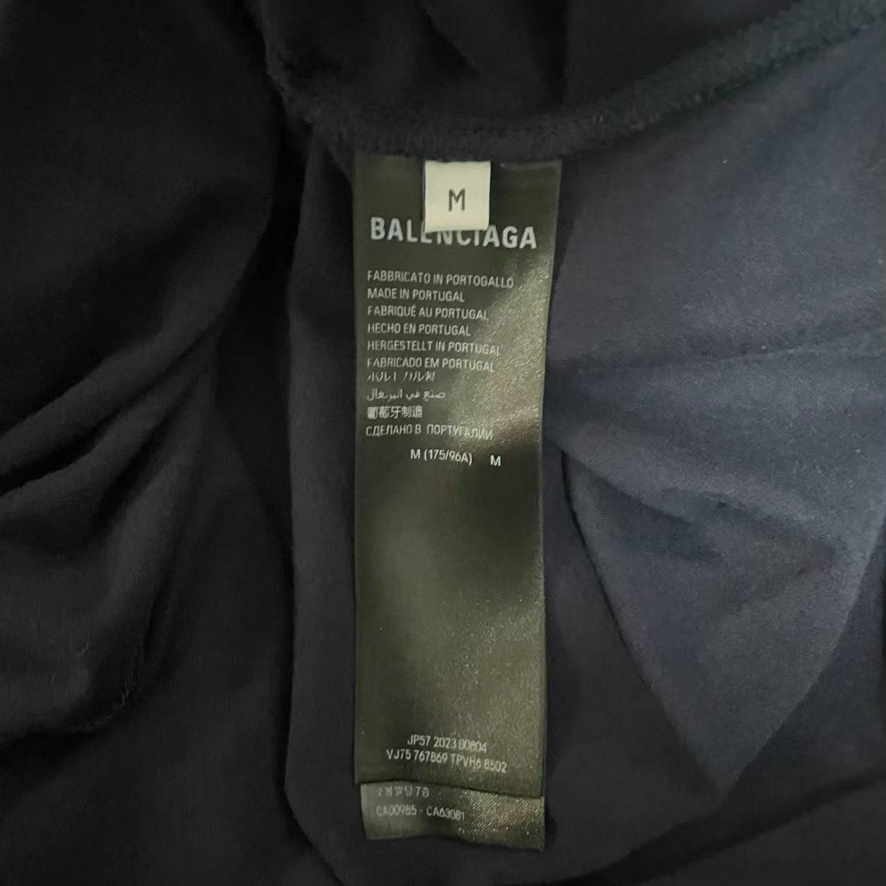 Balenciaga Navy High-Neck Slim Tee — label