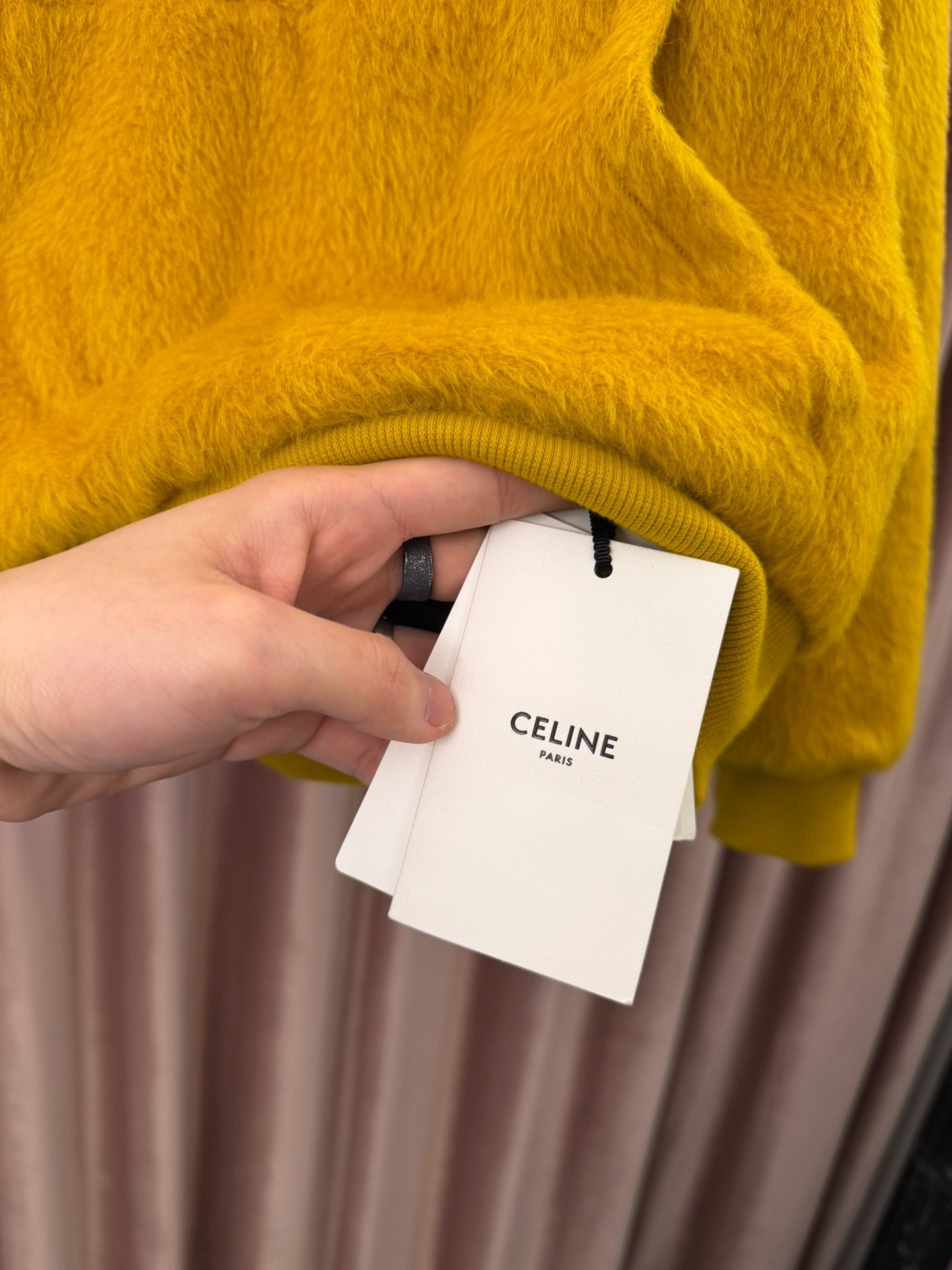 Celine Alpaca Wool Yellow Hoodie — back