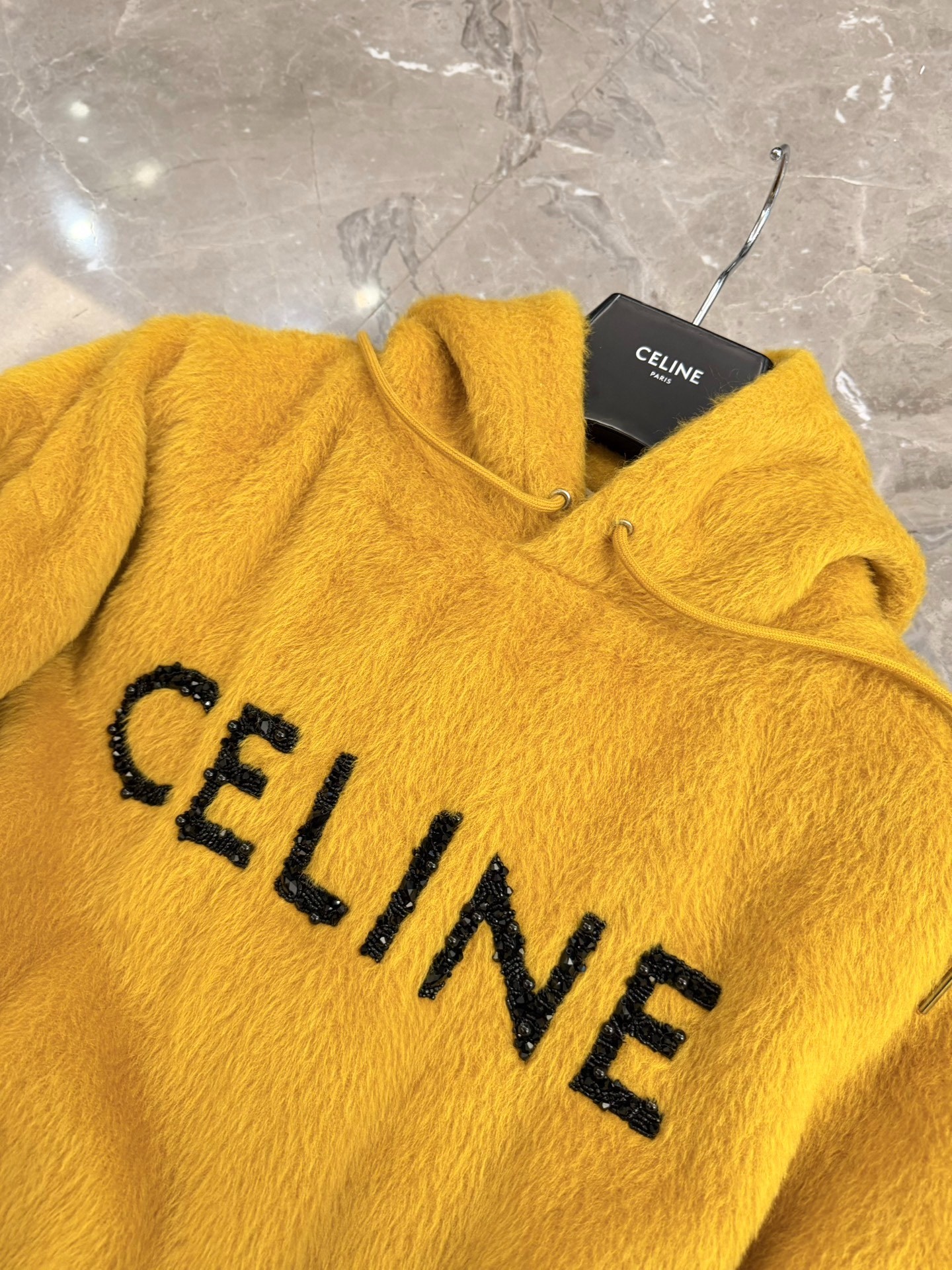 Celine Alpaca Wool Yellow Hoodie — front