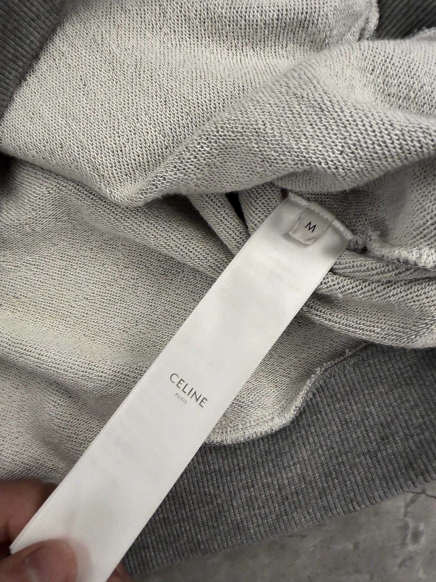Celine Gothic Logo Gray Hoodie — label