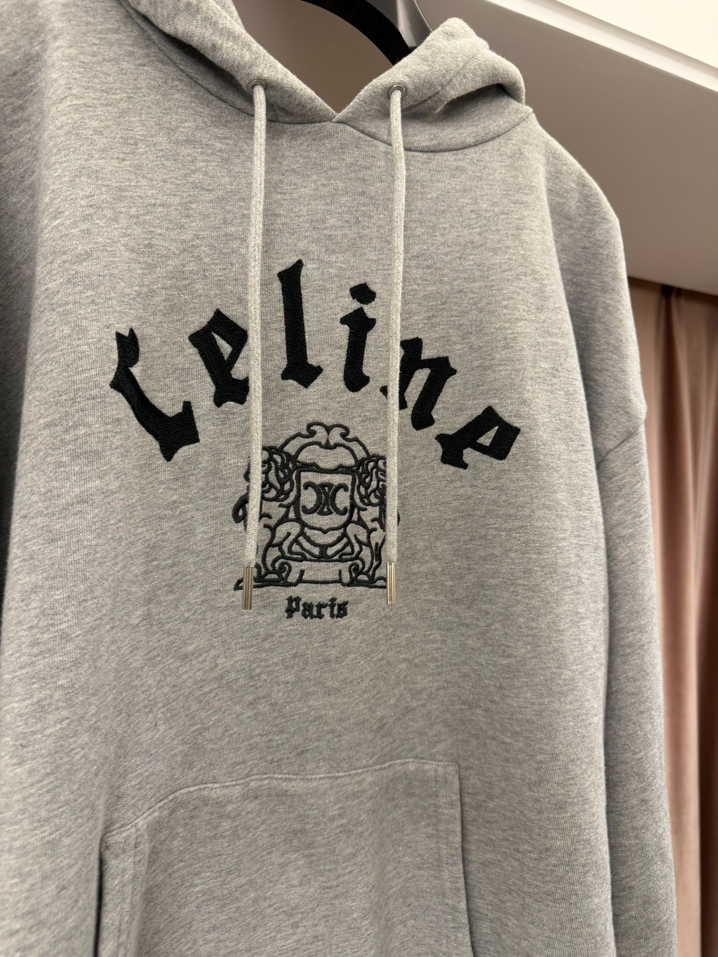 Celine Gothic Logo Gray Hoodie — detail