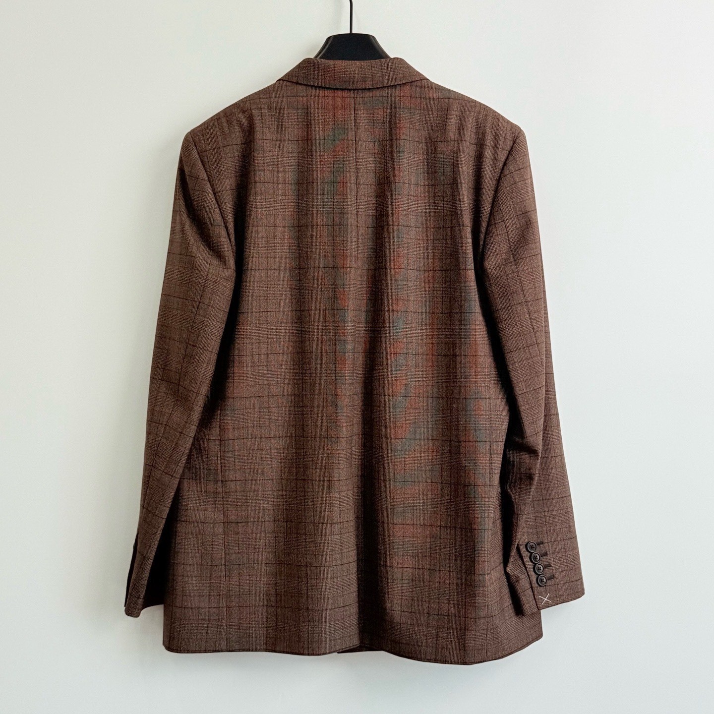 Celine Brown Plaid Double-Breasted Blazer — detail