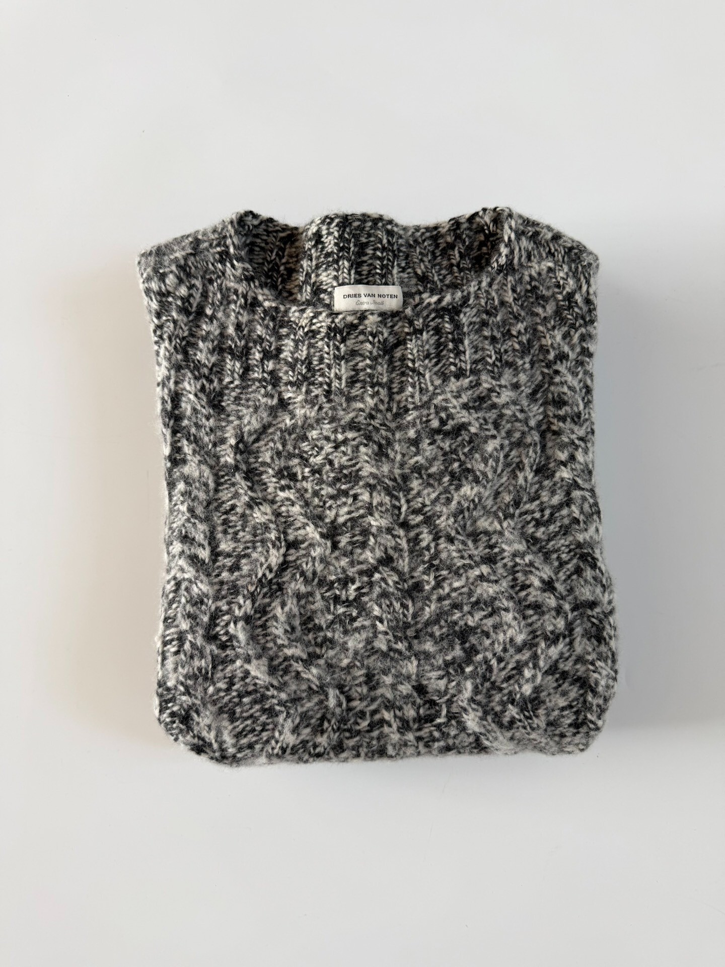 Dries Van Noten Short Sleeve Cable Knit Top — label