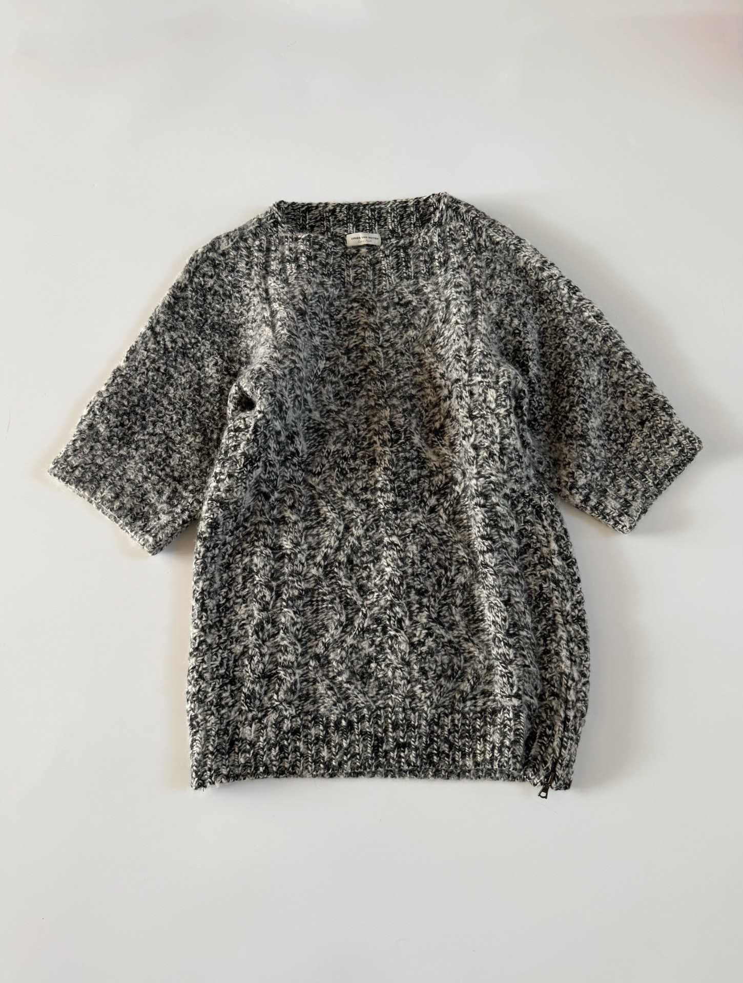 Dries Van Noten Short Sleeve Cable Knit Top