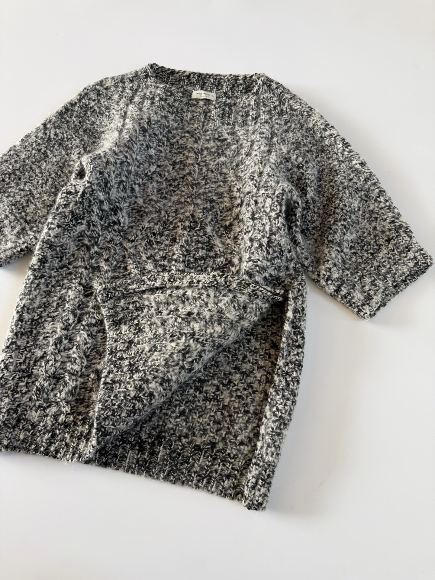 Dries Van Noten Short Sleeve Cable Knit Top — front