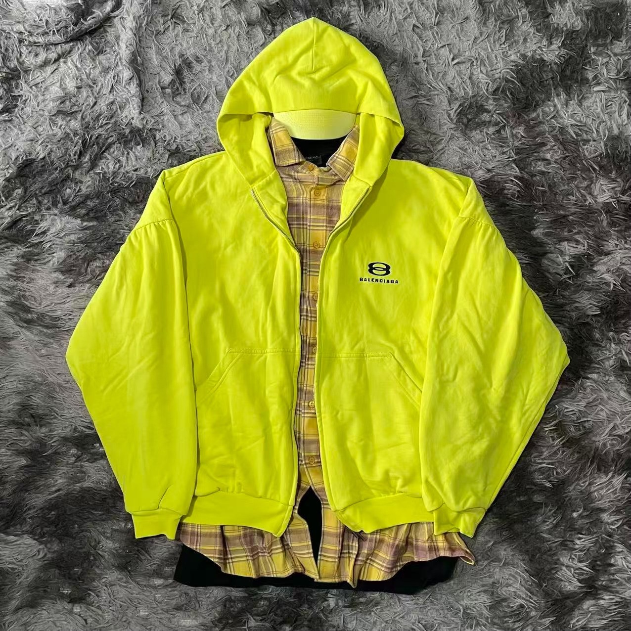 Balenciaga Neon Yellow Hooded Jacket