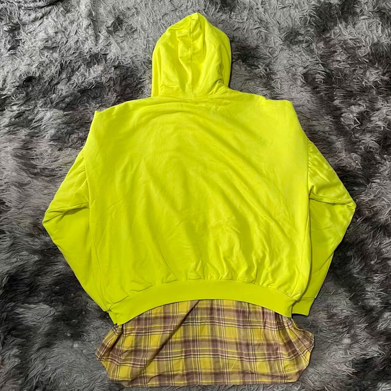 Balenciaga Neon Yellow Hooded Jacket — front