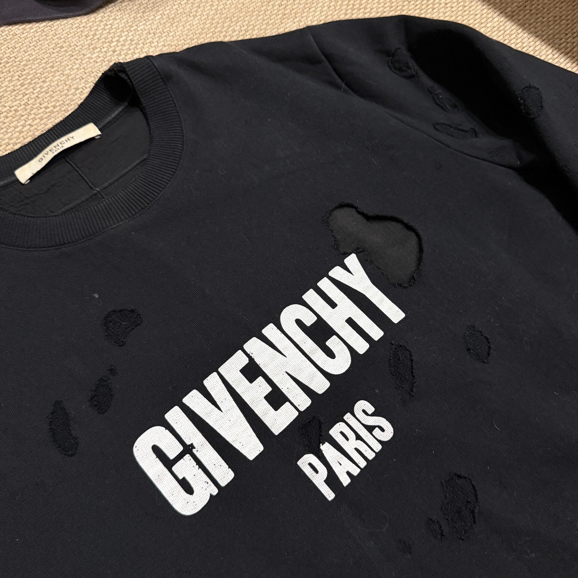 Givenchy Distressed Crewneck Sweatshirt — detail