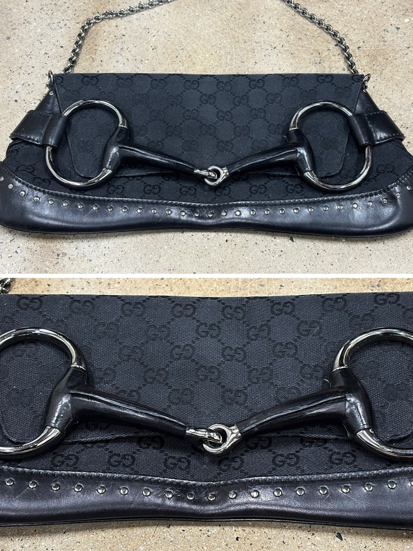 Gucci Horsebit GG Monogram Bag — label