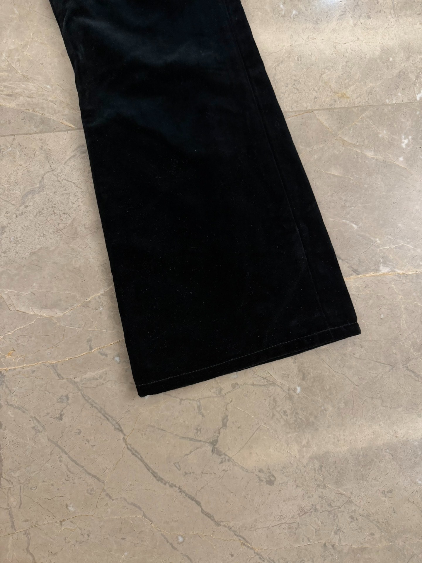 Celine Dylan Bootcut Black Velvet Pants — detail