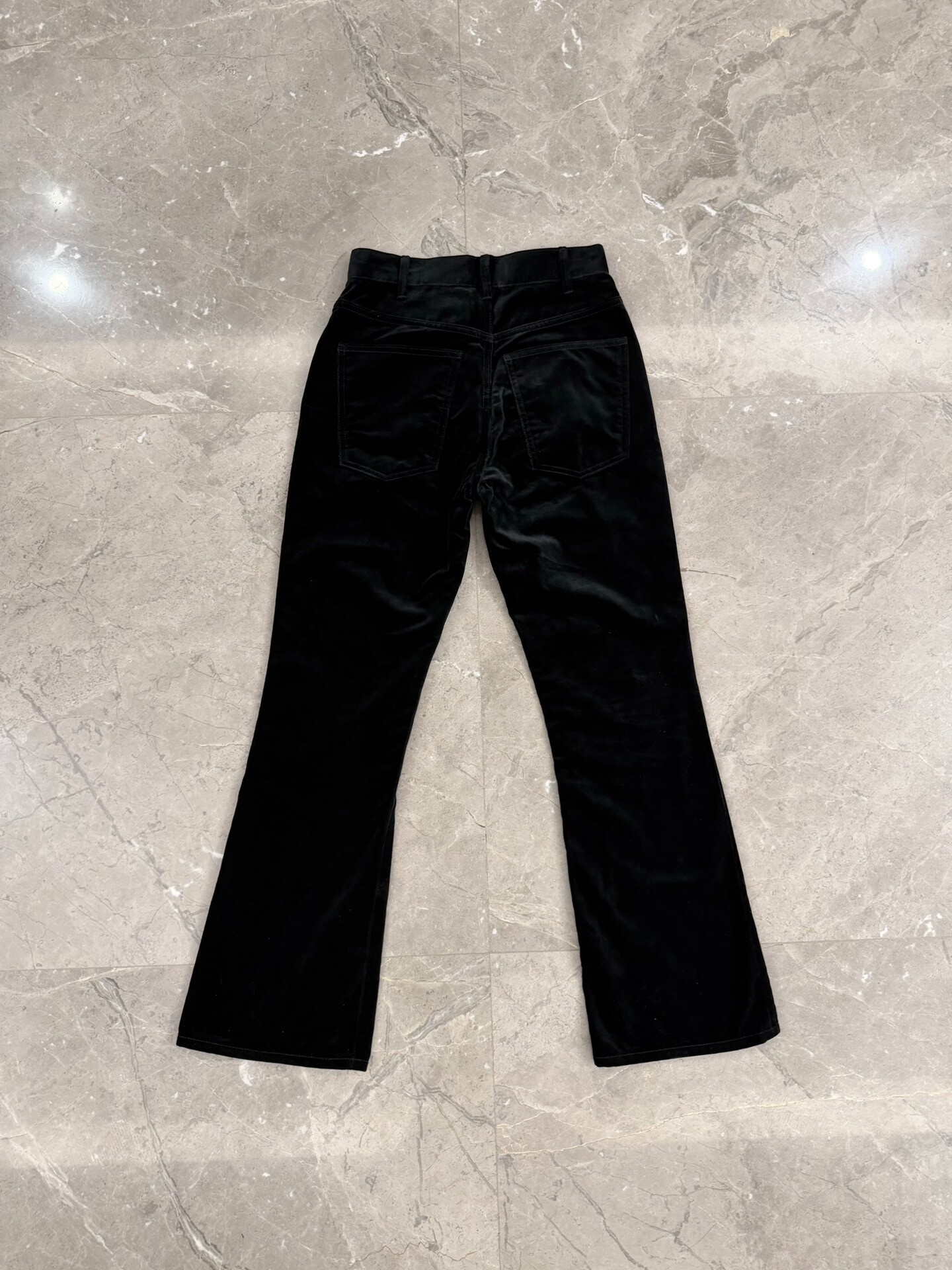 Celine Dylan Bootcut Black Velvet Pants — front