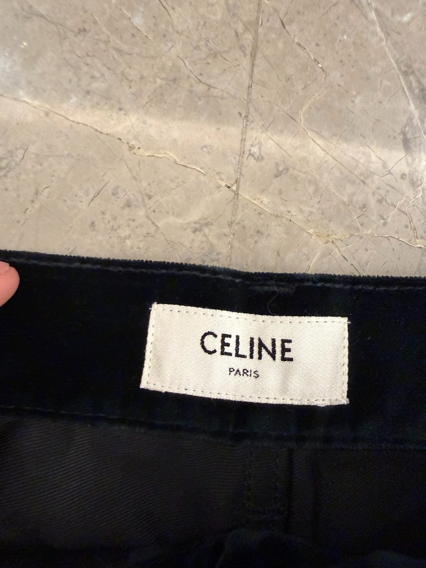 Celine Dylan Bootcut Black Velvet Pants — label