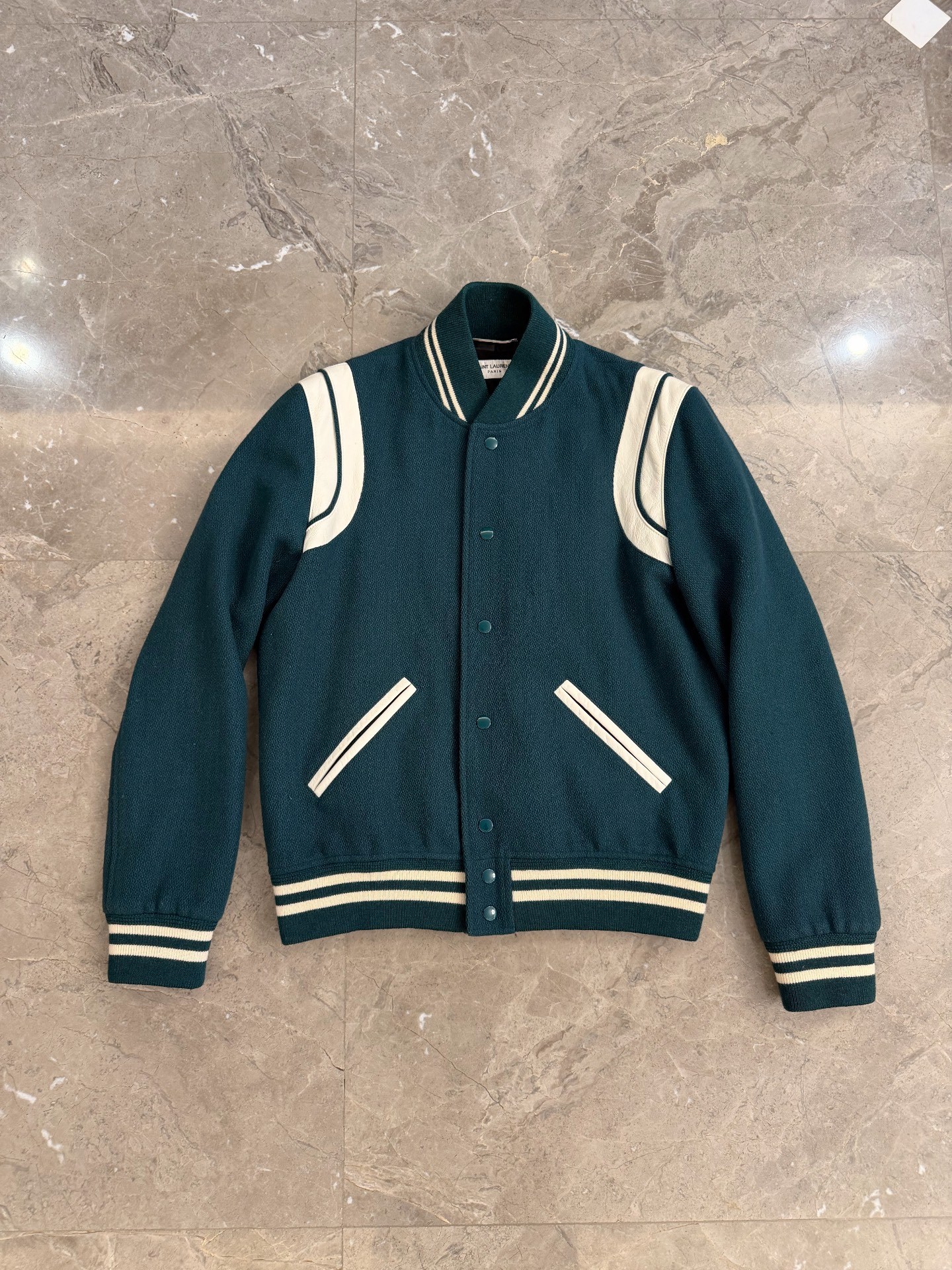 Saint Laurent Dark Green Baseball Jacket