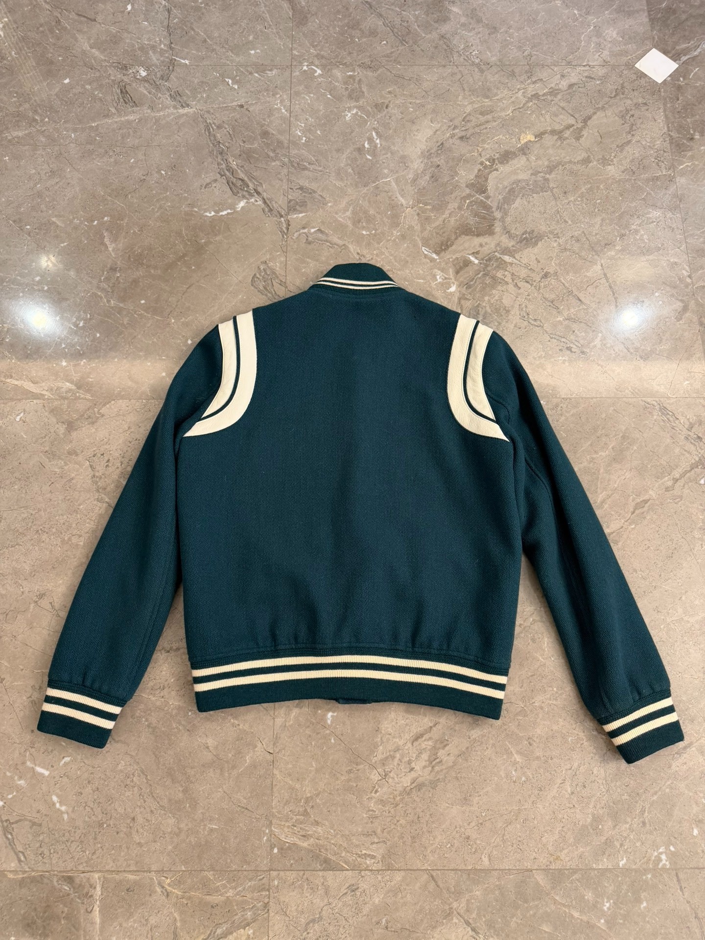Saint Laurent Dark Green Baseball Jacket — front