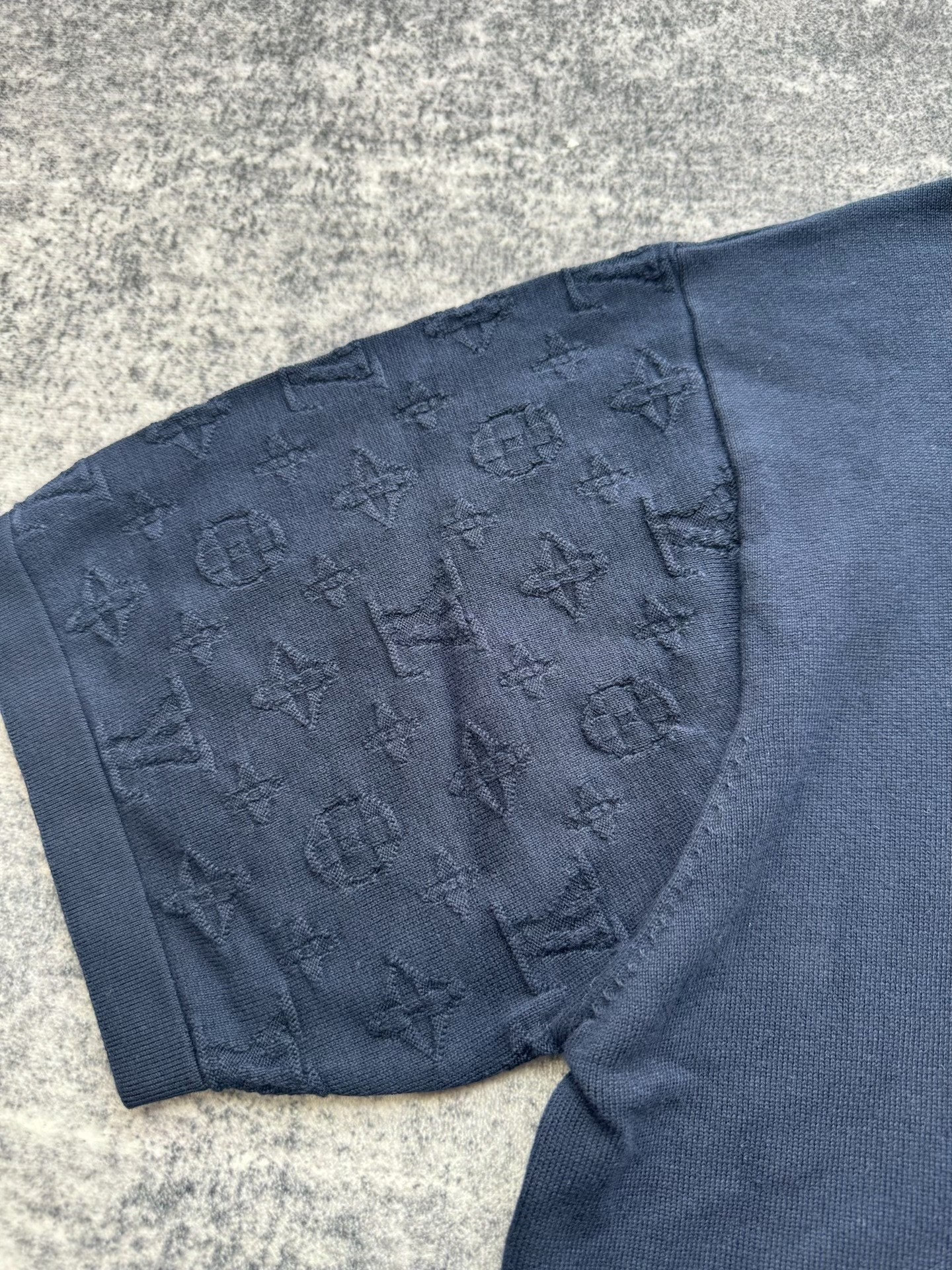 Louis Vuitton Navy Short-Sleeve Knit T-Shirt — label