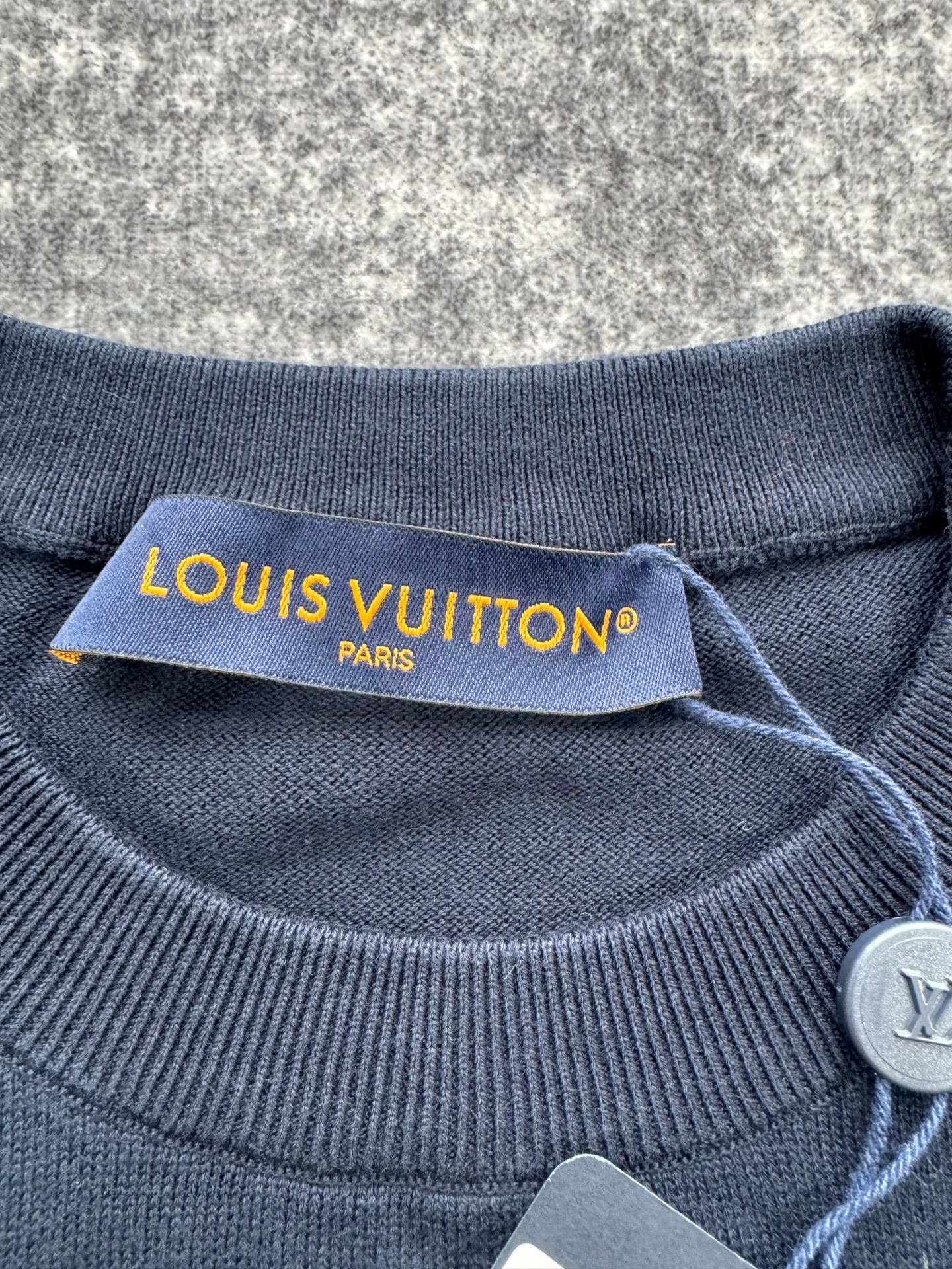 Louis Vuitton Navy Short-Sleeve Knit T-Shirt — detail