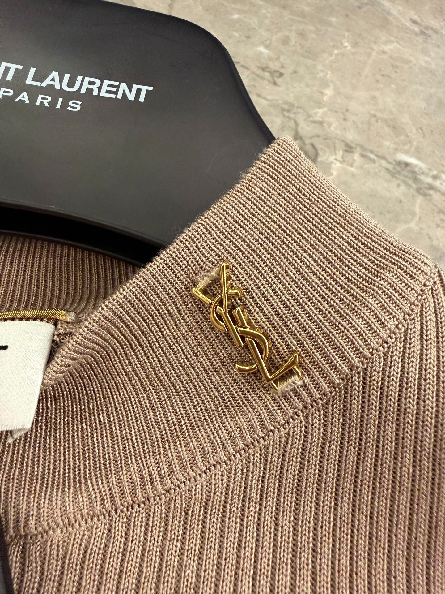 Saint Laurent Wool Knit Gold Logo Top — back