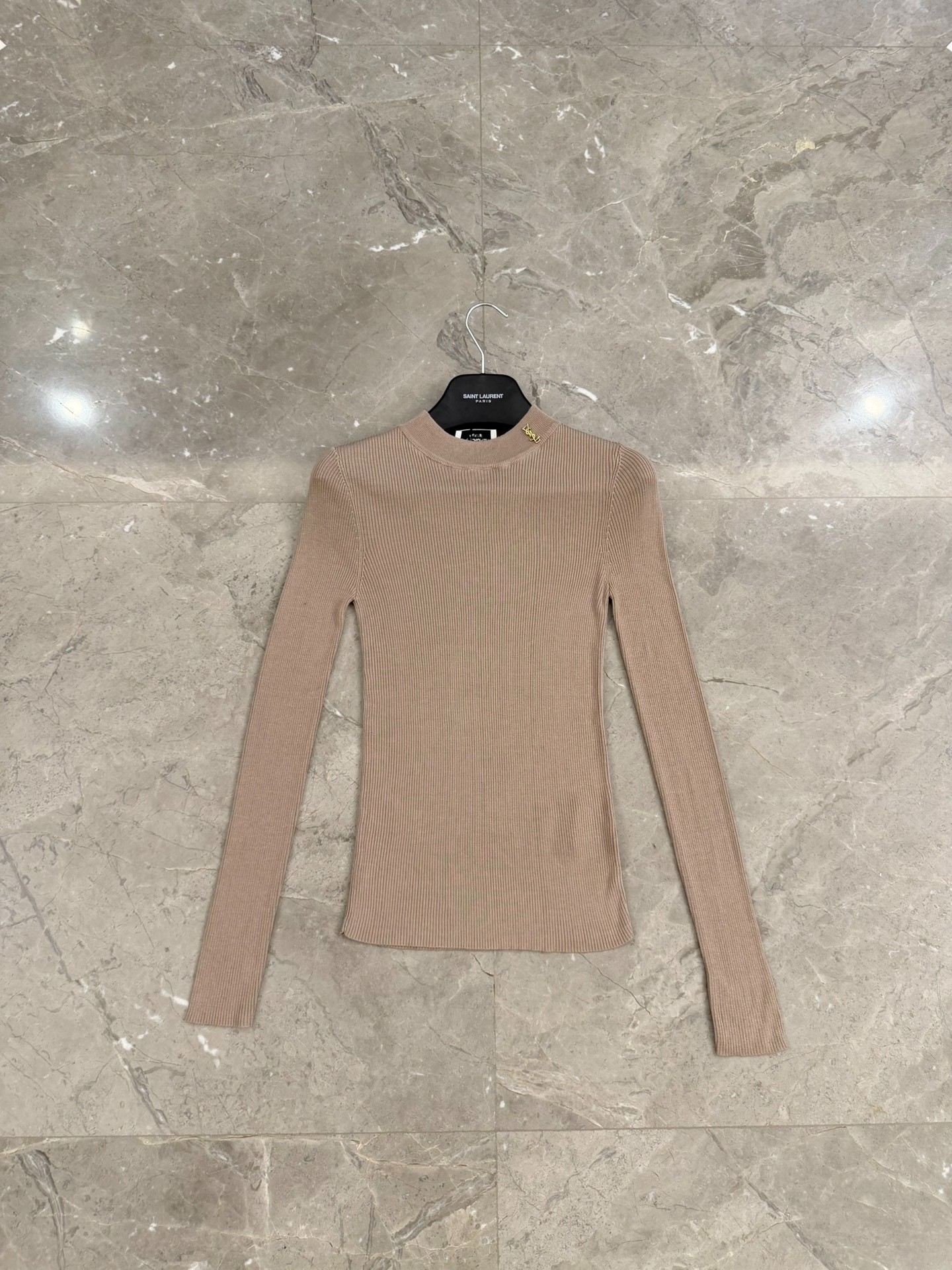Saint Laurent Wool Knit Gold Logo Top