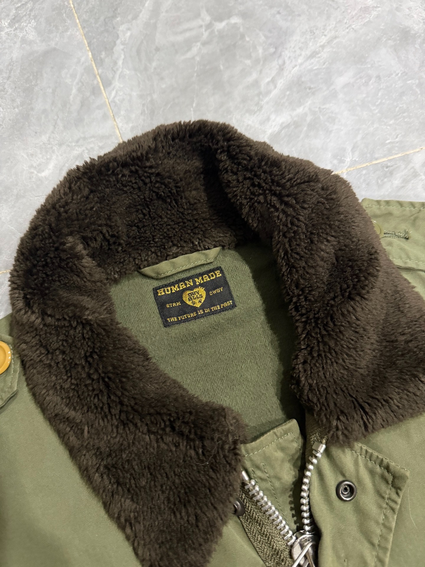 Human Made FW24 Olive Military Jacket — detail