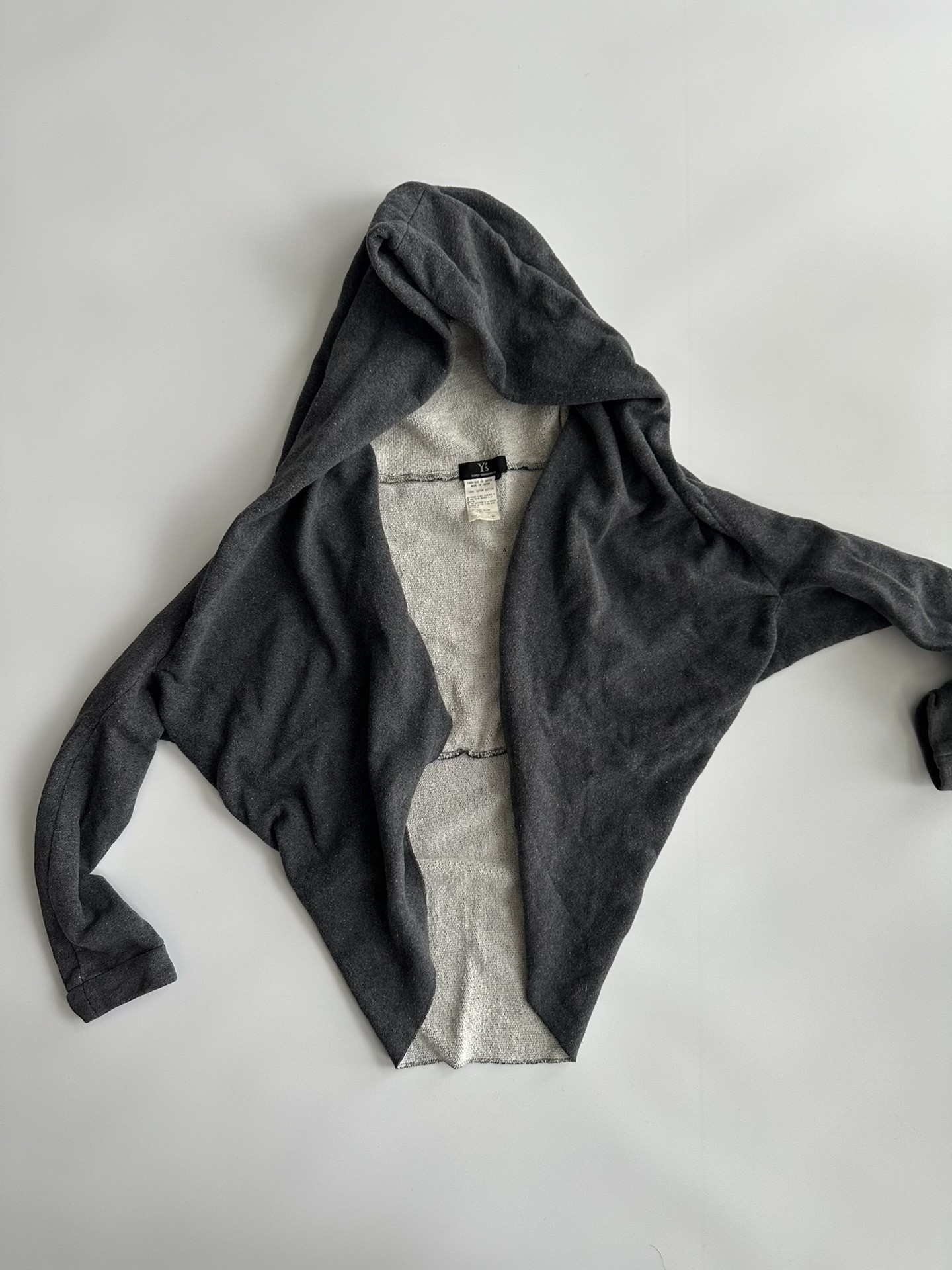 Y's Yohji Yamamoto Asymmetrical Hooded Cardigan — label