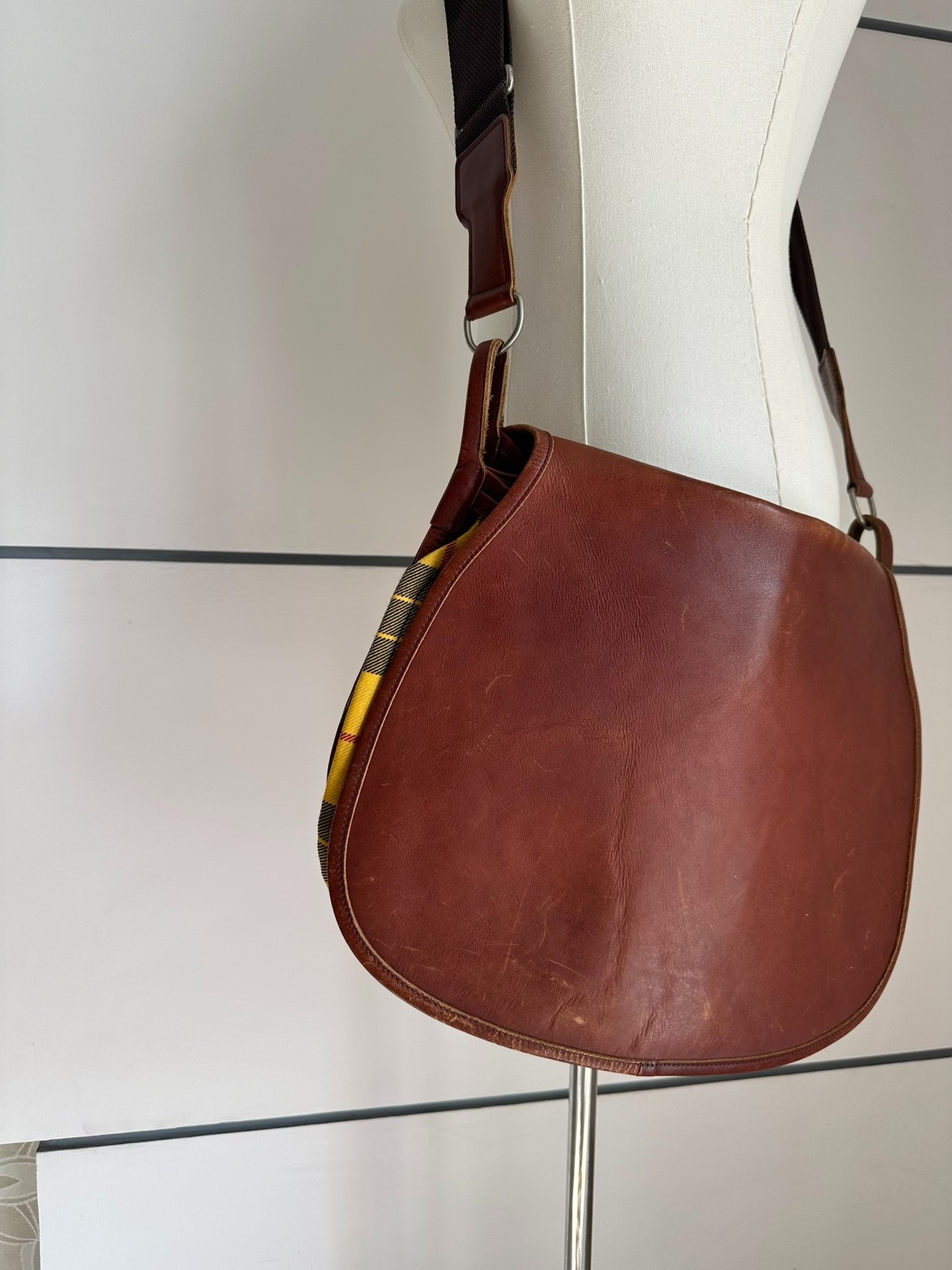 Comme des Garcons Vintage Plaid Saddle Bag — front