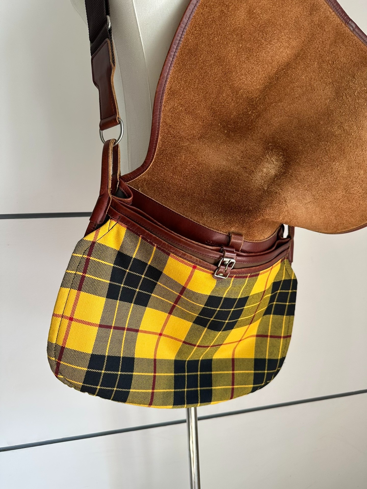 Comme des Garcons Vintage Plaid Saddle Bag — detail