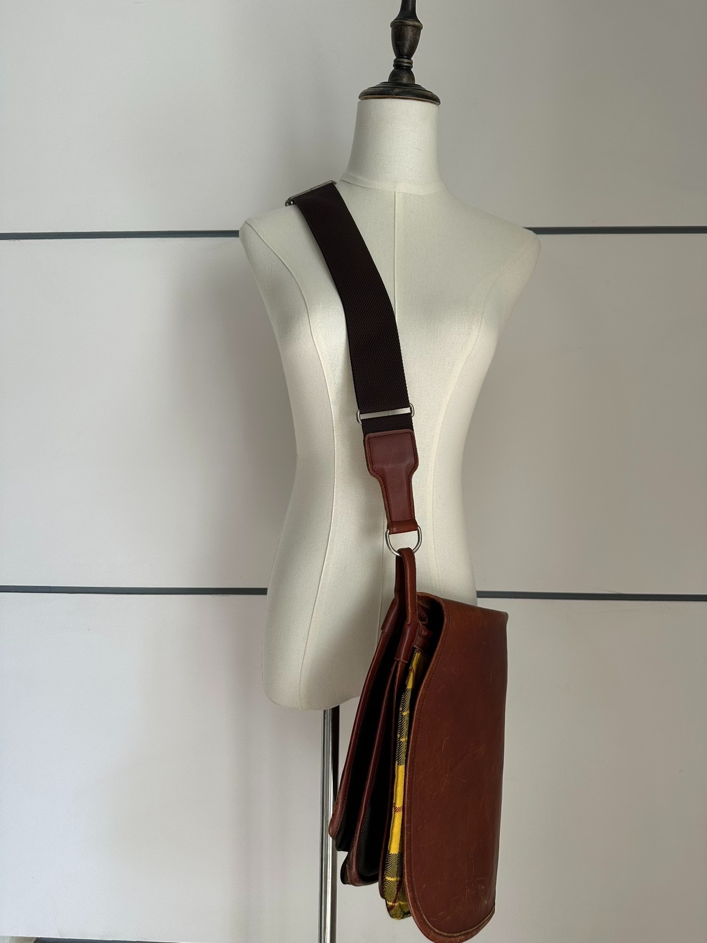 Comme des Garcons Vintage Plaid Saddle Bag — back