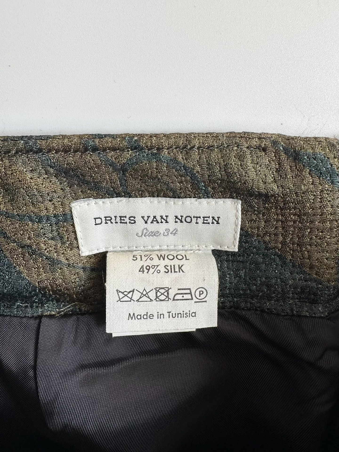 Dries Van Noten Wool-Silk Knee Skirt — back