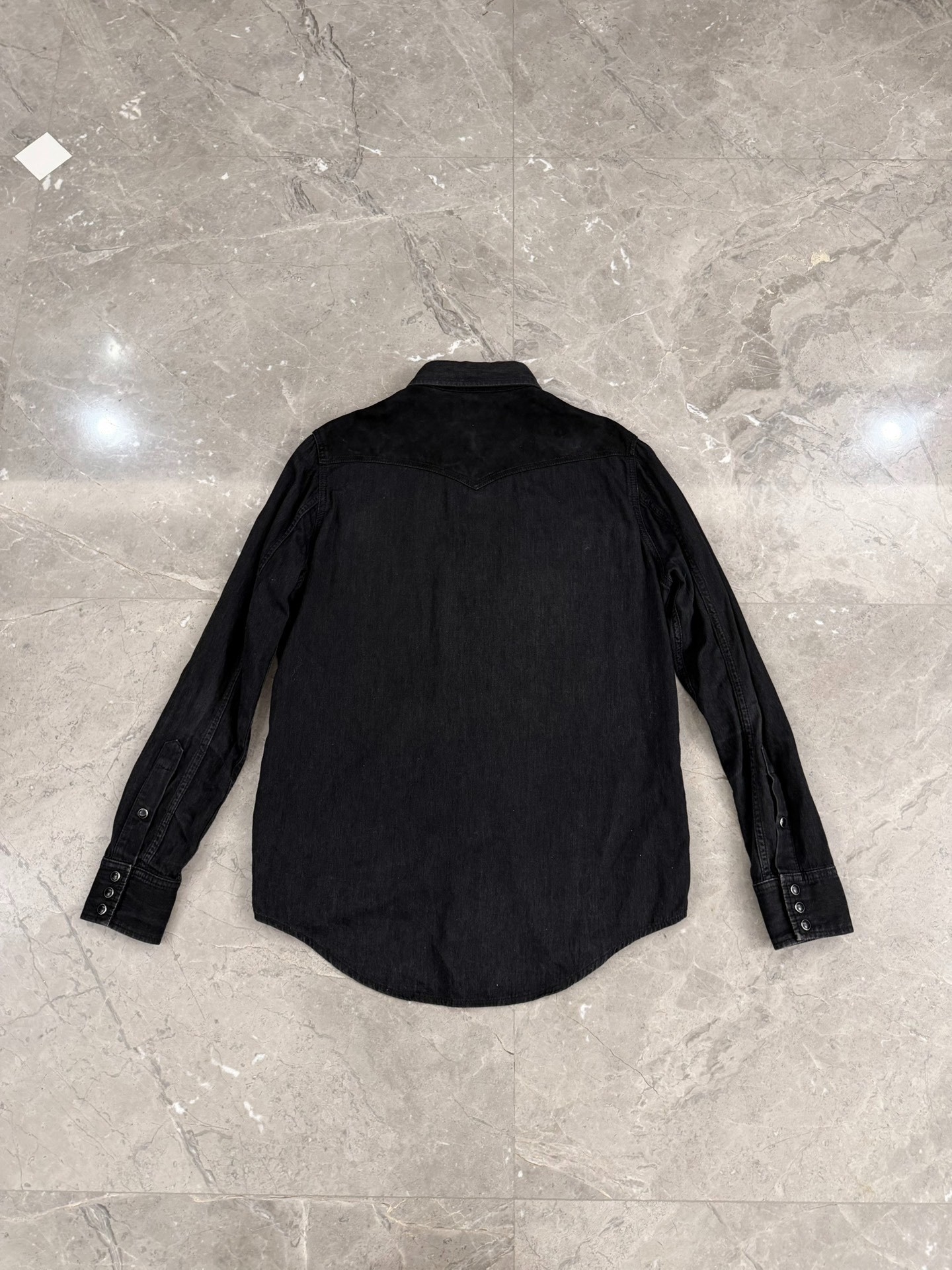 Saint Laurent Black Suede-Denim Western Shirt — front