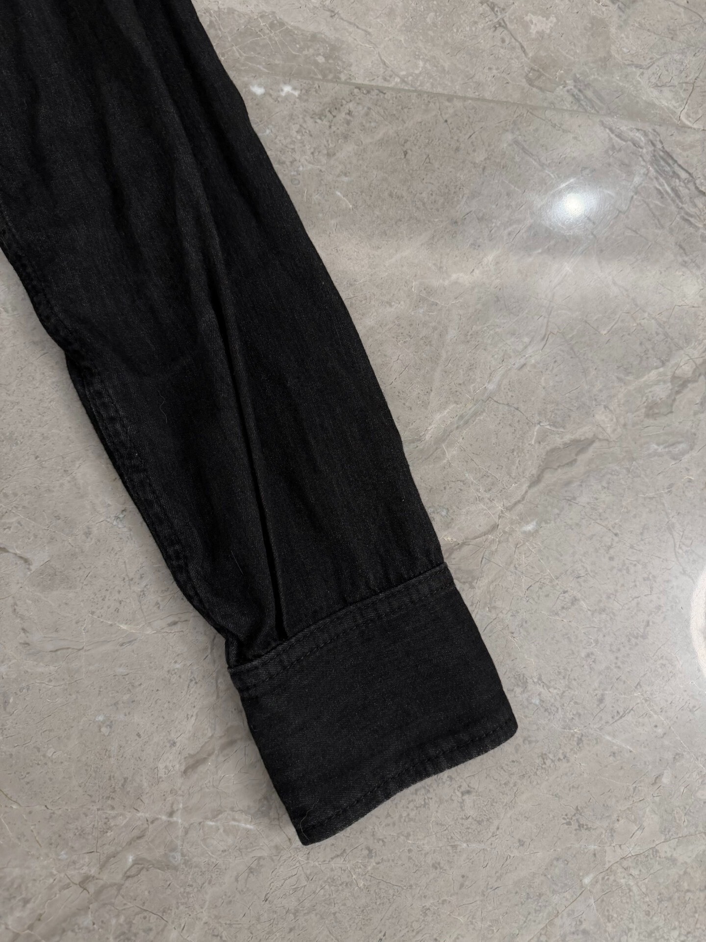 Saint Laurent Black Suede-Denim Western Shirt — back