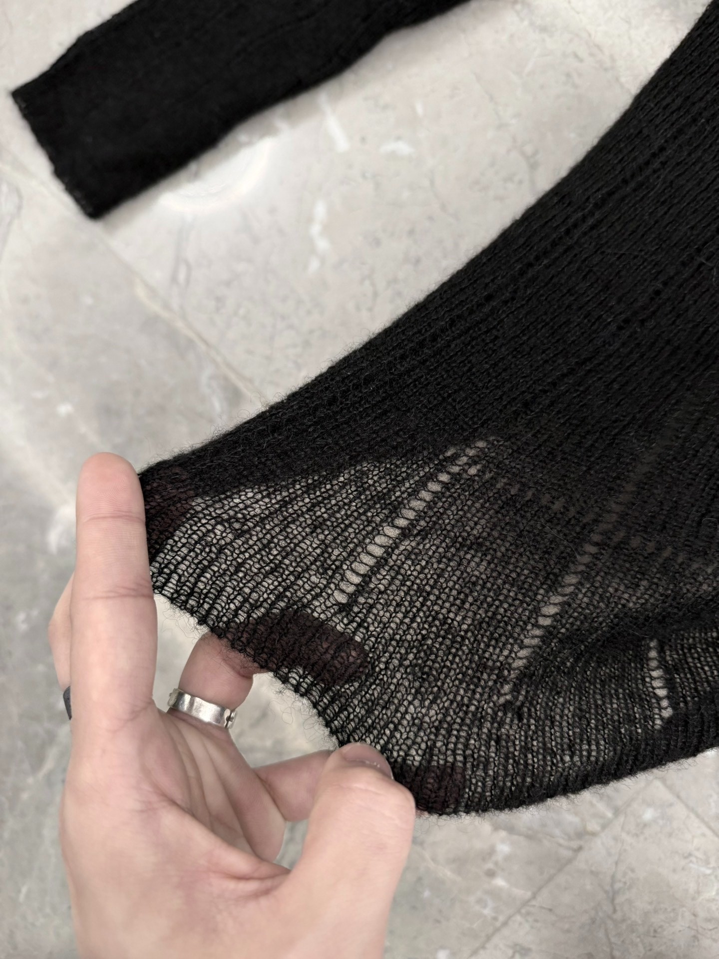 Saint Laurent Textured Black Cashmere Sweater — detail