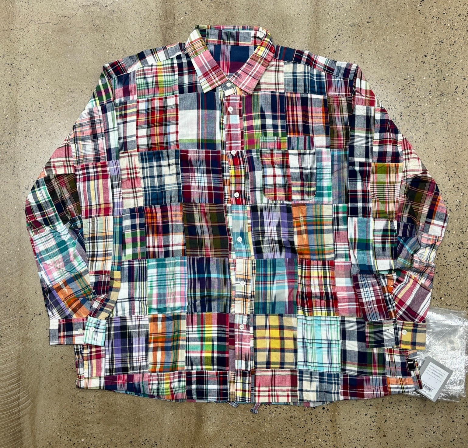 Beams Patchwork Madras Plaid Shirt
