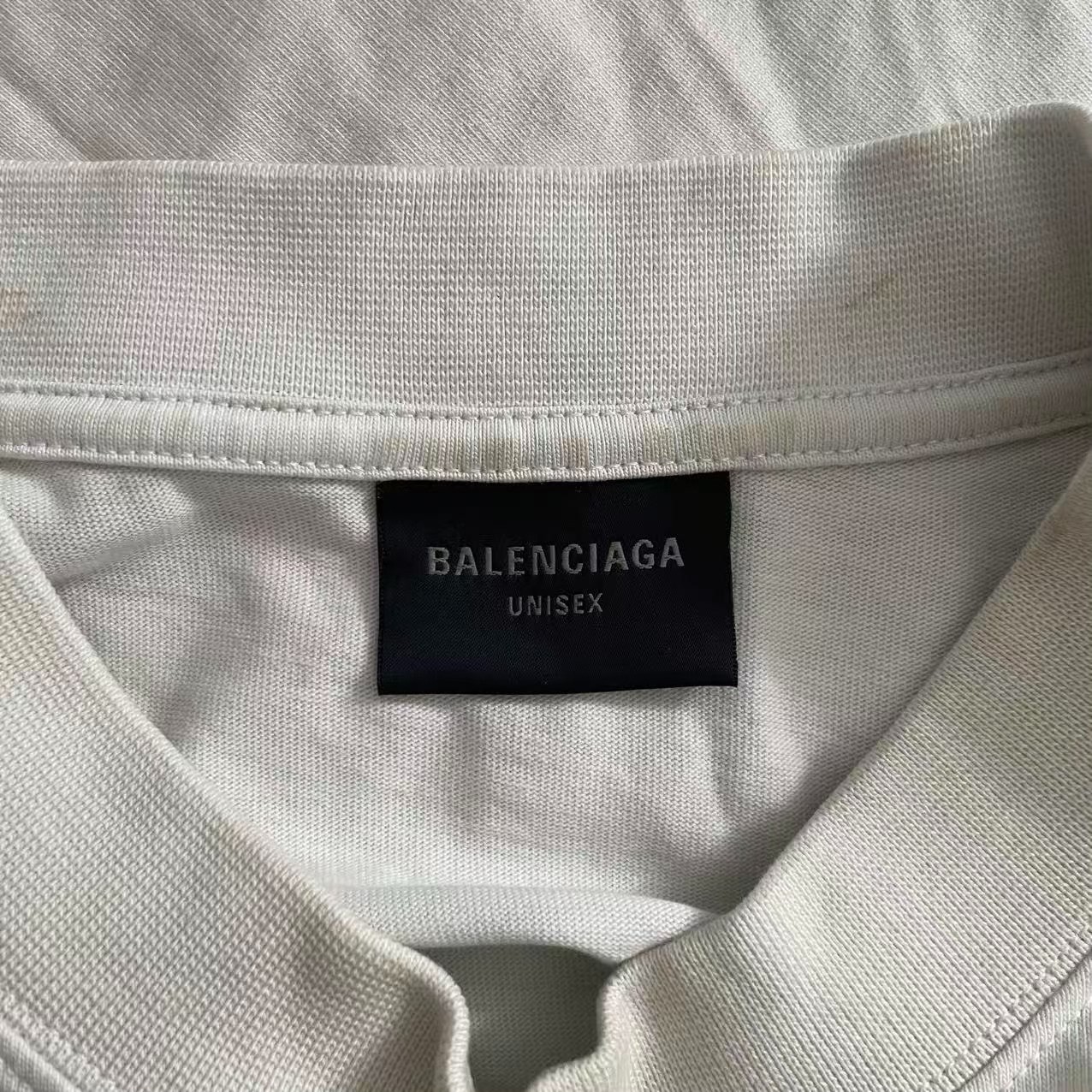 Balenciaga 23SS Distressed Beige Tee — detail