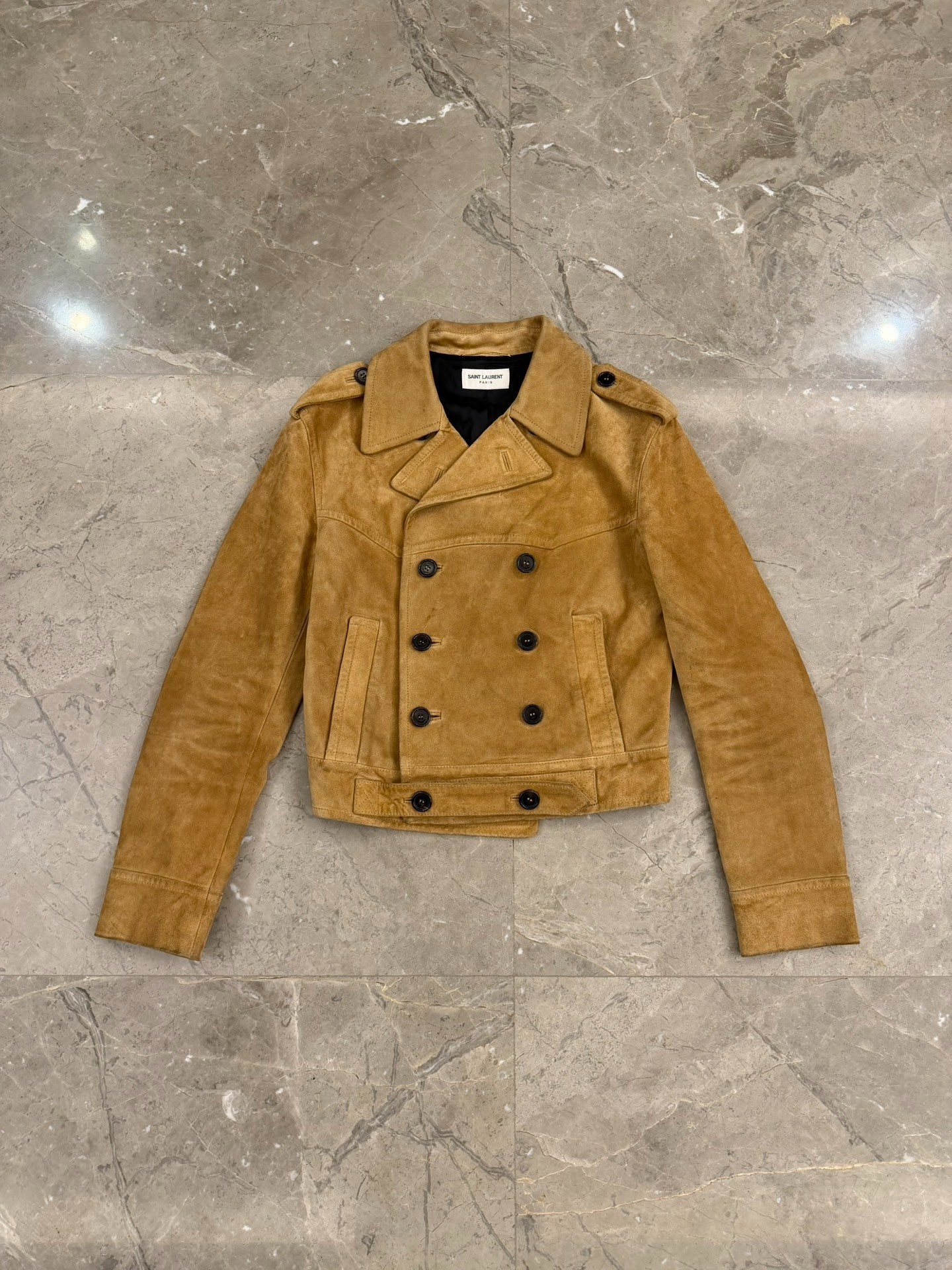 Saint Laurent Napoleon Suede Jacket — front