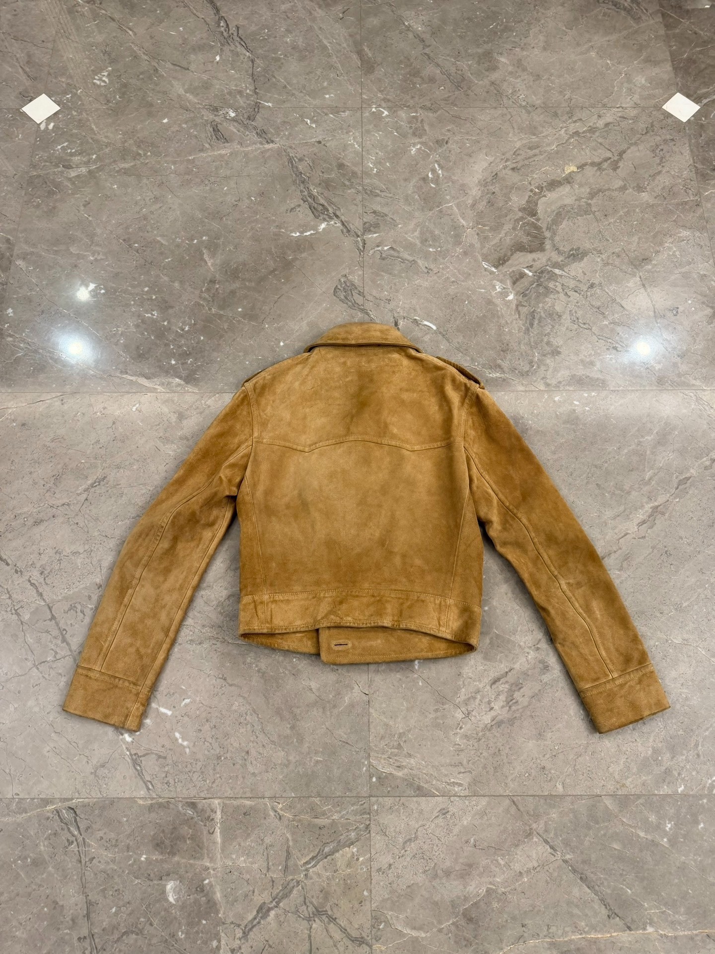 Saint Laurent Napoleon Suede Jacket — label