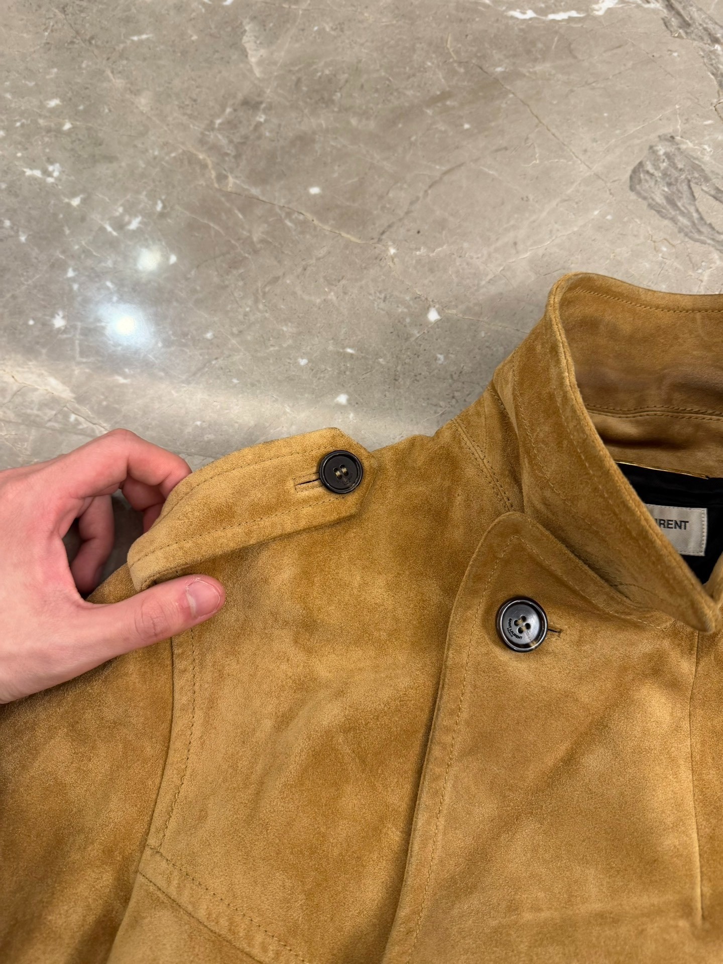 Saint Laurent Napoleon Suede Jacket — back