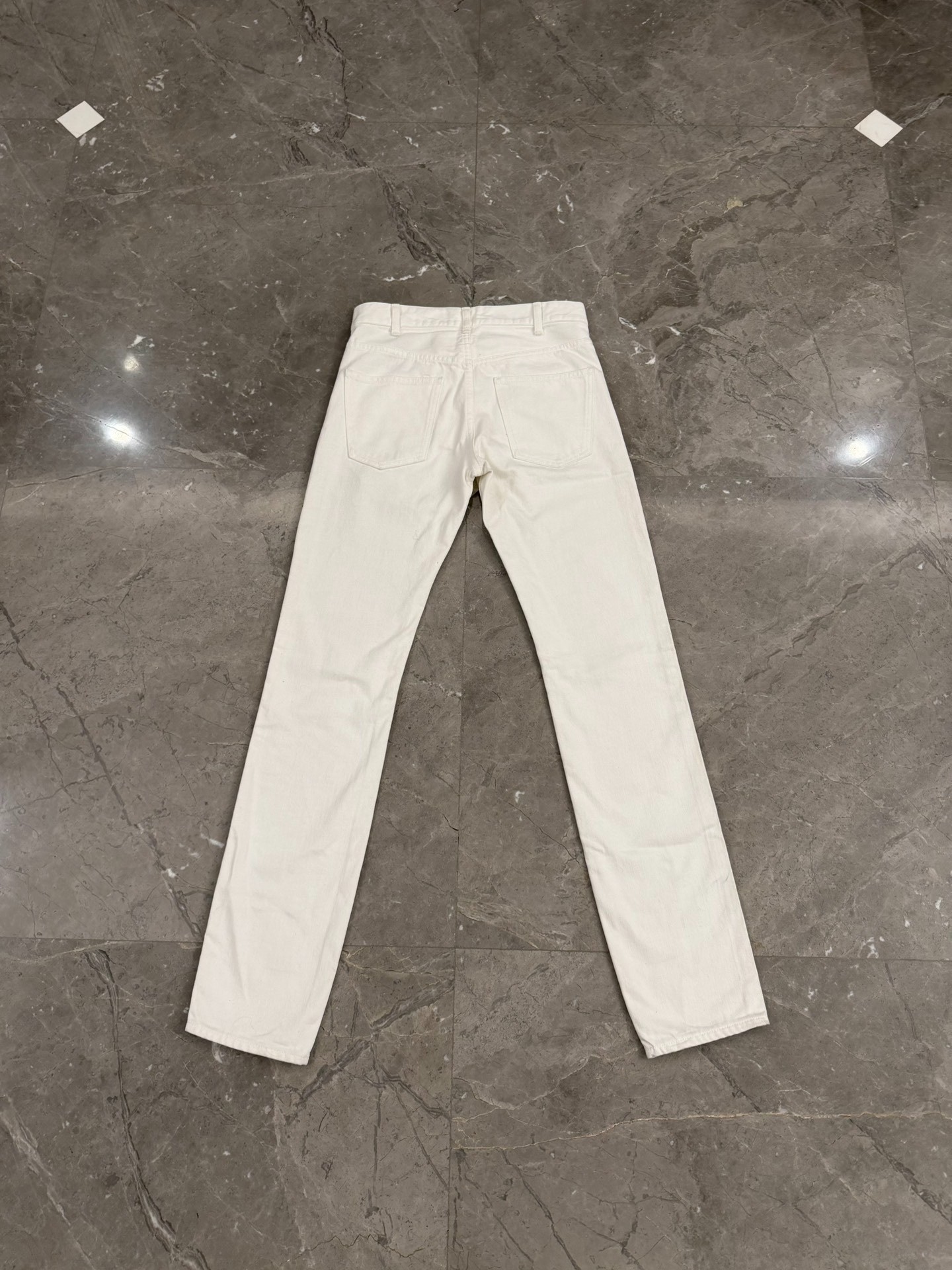 Celine Hedi Slimane Straight-Leg White Jeans — front