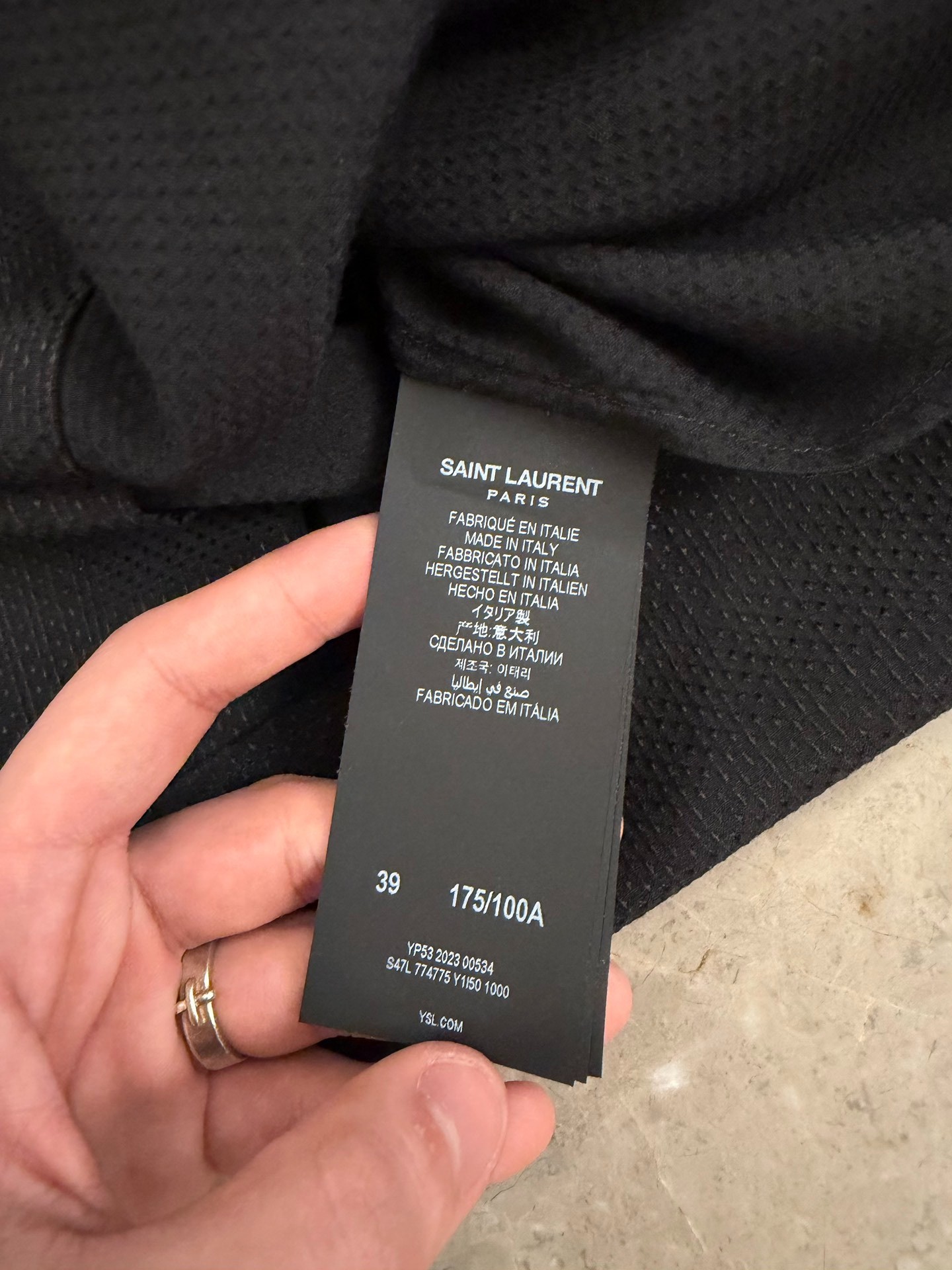 Saint Laurent Black Star Pattern Shirt — label